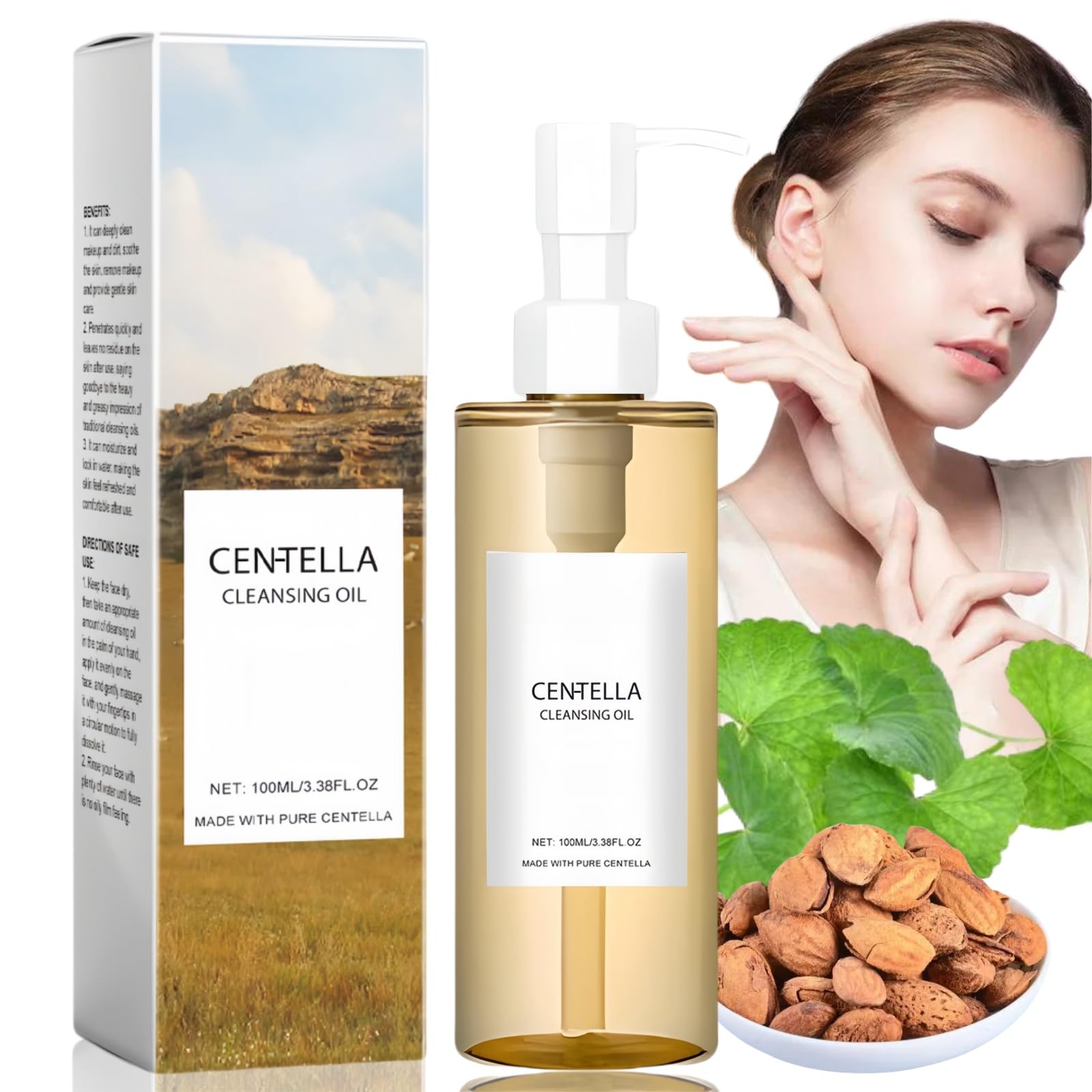 **100ml Centella Cleansing Oil - Gentle Oil-Based Facial Cleanser for Makeup Removal & Deep Pore Cleansing | Natural Makeup Remover Oil for Sensitive Skin | Perfect for Daily Skincare & Travel**