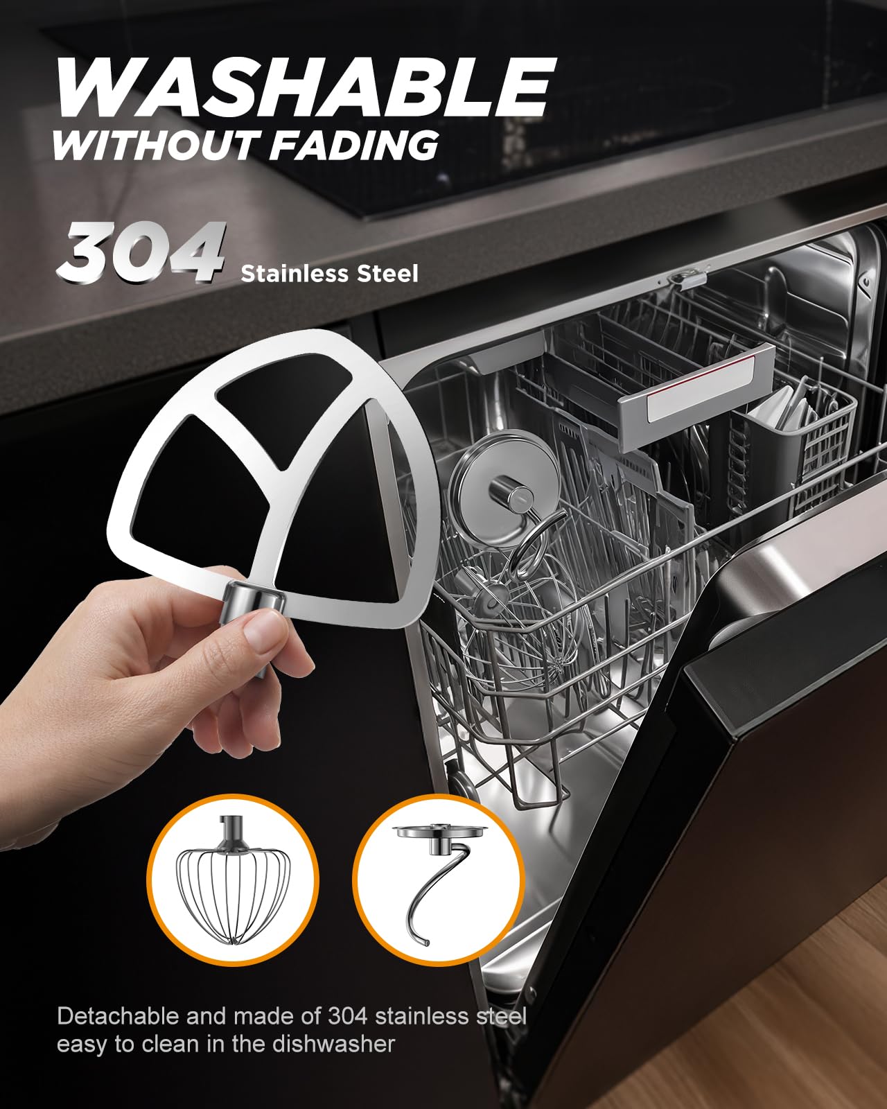 AIRMSEN 5.3QT Stand Mixer with LED Touchscreen & Timer - 11-Speed Tilt-Head Electric Dough Mixer with 3-in-1 Attachments - Perfect for Baking Bread, Cakes, Cookies & More - Ideal for Home Bakers & Professional Kitchens - Black and Gray
