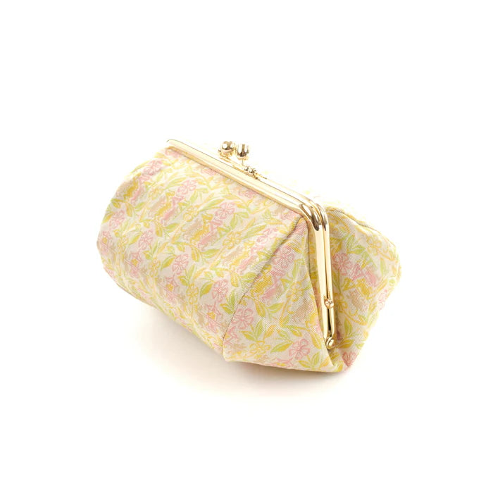 Nishijin Woven Small Pouch - Mouse/White Clay Design | Handmade in Kyoto Japan | Cosmetic & Makeup Bag | Japanese Gamaguchi Style | Travel Toiletry Organizer | Stationery Pouch | Bag Organizer | Perfect for Daily Use, Travel & Gift Giving