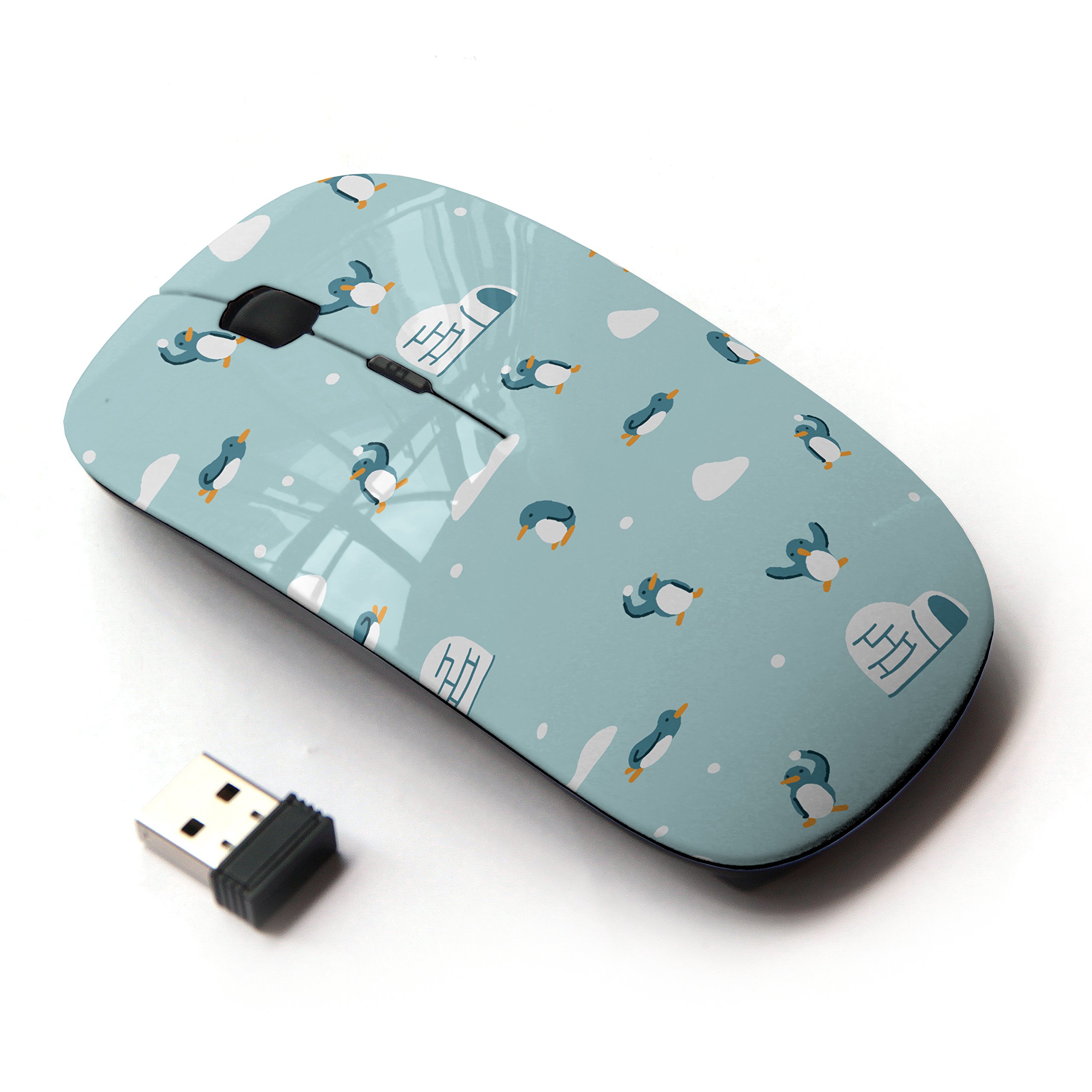2.4G Wireless Optical Mouse with Cute Penguin Snowball Fight Design - Perfect for Office, Home, and Gaming Use