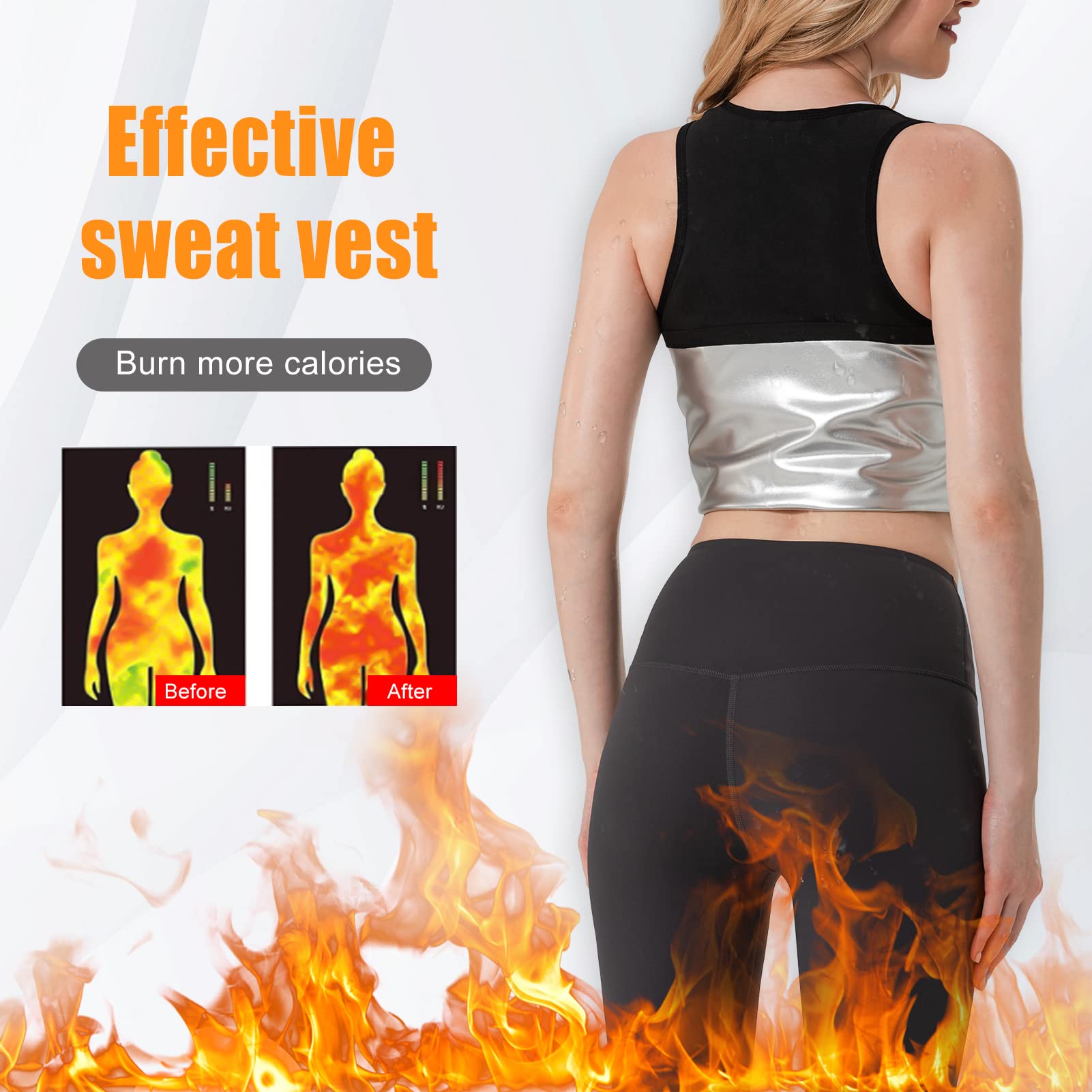 Portzon Women's Sweat Vest for Weight Loss - Slimming Workout Tank Top & Sauna Shirt with Heat Trapping Technology - Perfect for Gym, Running, Yoga & Postpartum Recovery