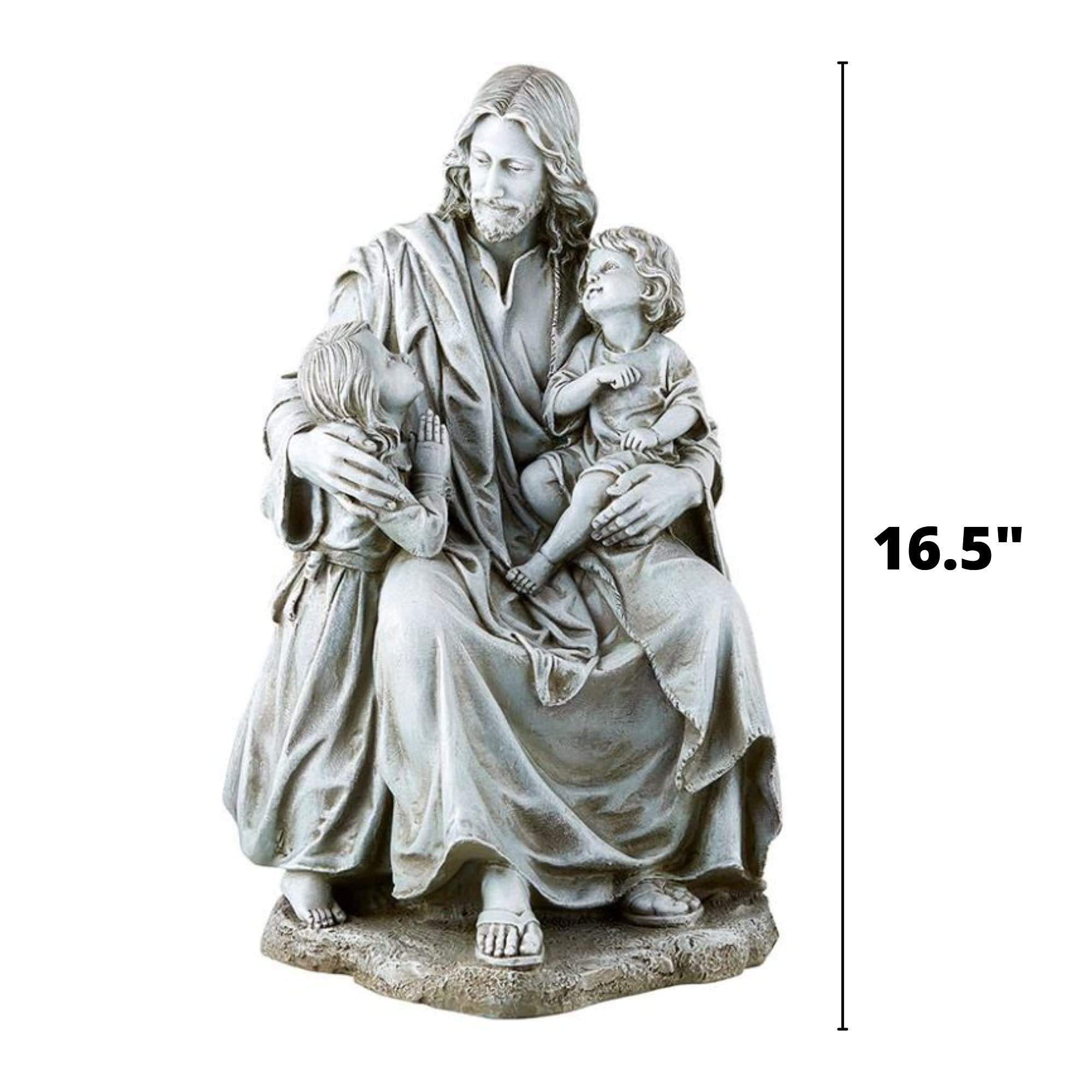 Avalon Gallery Large Jesus Statue with Children - Outdoor Christian Decor for Patio, Front Porch & Garden - 1.5-Inch Religious Yard Art - Perfect for Home, Church & Holiday Decorations