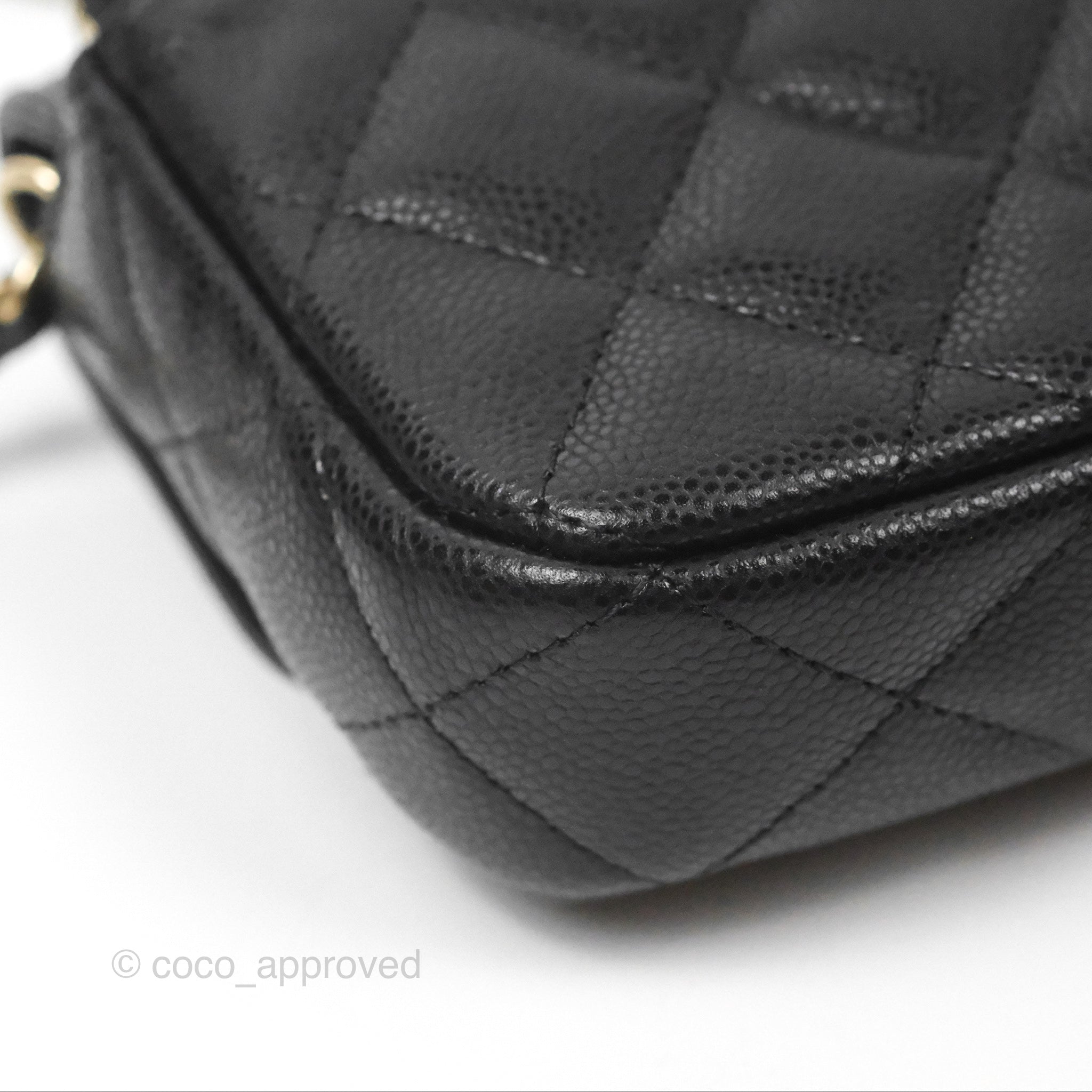 Chanel Classic Flap Phone Holder with Chain - Black Caviar Leather & Gold Hardware | Luxury Phone Crossbody Bag for Women | Perfect for Parties, Shopping & Everyday Use