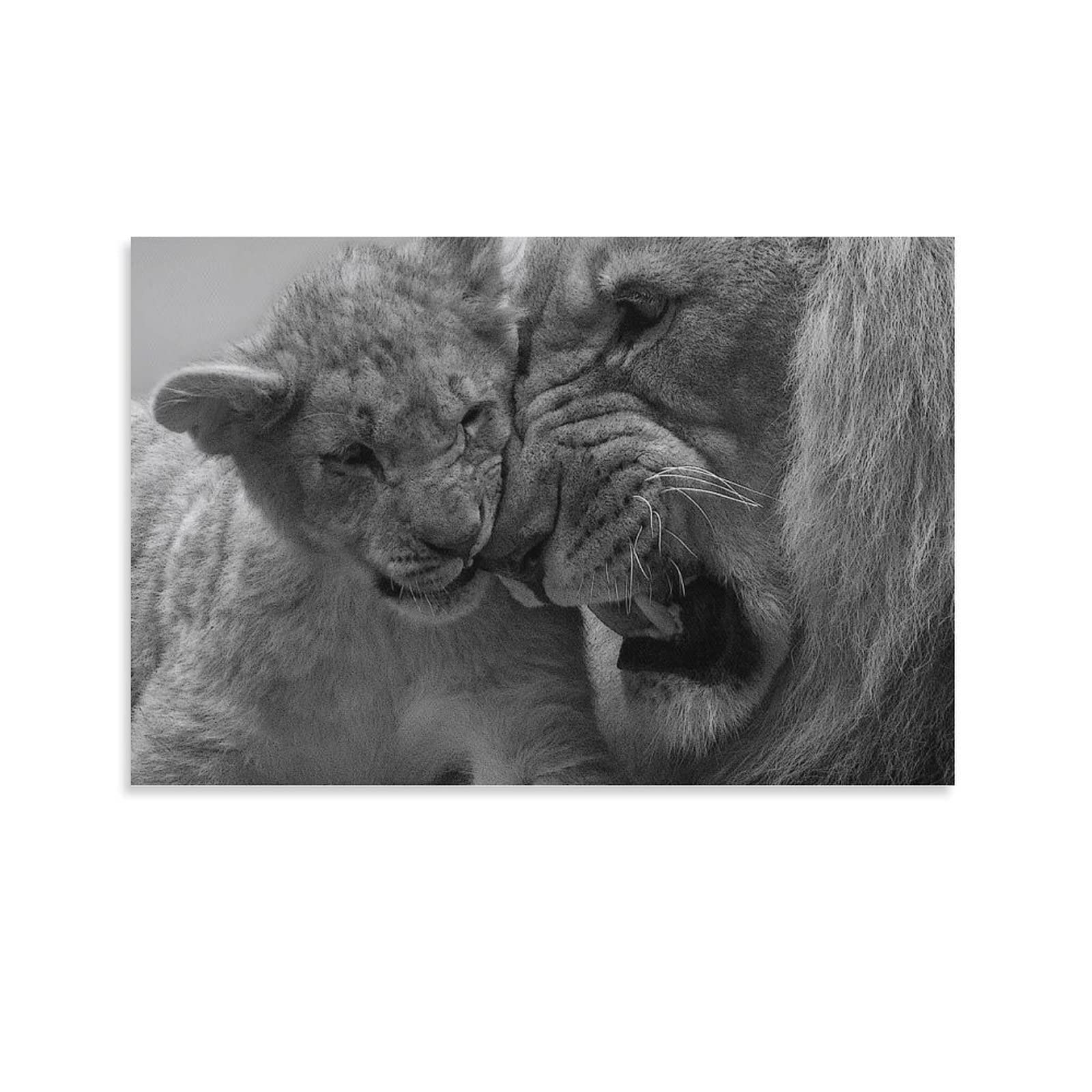 Lion Canvas Art Print - Oil Painting Style Wildlife Wall Decor for Living Room & Bedroom - 08x12inch (20x30cm) - Perfect for Home Office, Dorm Room & Gift Giving