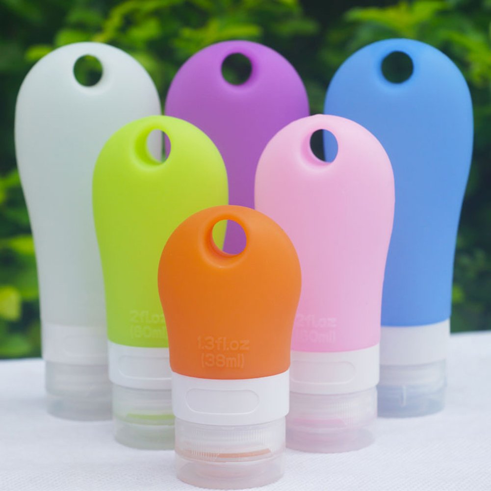 Gemini_mall® TSA Approved Silicone Travel Bottles - Leak-Proof, Squeezable & Refillable Cosmetic Containers for Shampoo, Conditioner, Lotion (38ml/1.28oz, Clear White) - Perfect for Air Travel, Gym, Camping & Toiletries Organization