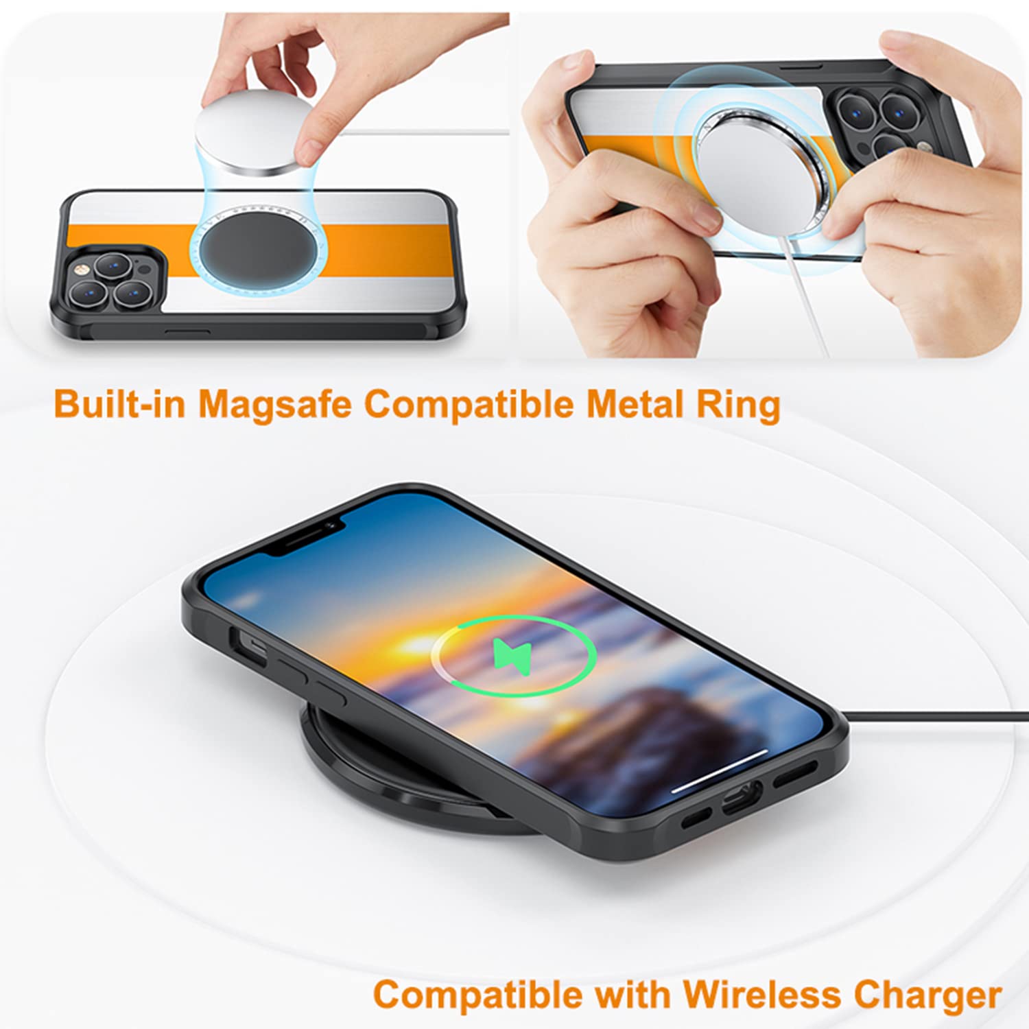 Omio Magnetic Case for iPhone 13 Pro Max - Military Grade Protection with Aluminum Alloy & Soft Silicone Edge | MagSafe Compatible Shockproof Cover | Perfect for Work, Travel & Outdoor Activities