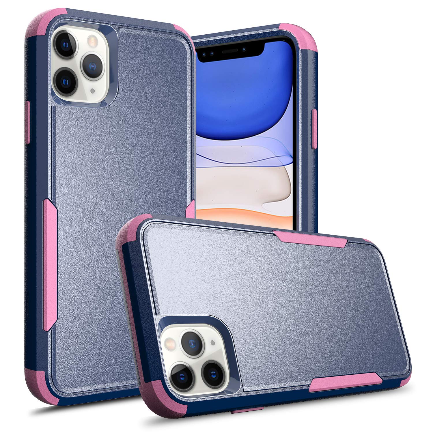Shockproof Heavy Duty Armor Case for iPhone 12 Pro Max - 3 Layer Protective Rugged Cover with Cute Blue & Pink Design | Perfect for Outdoor Activities, Work & Travel Protection