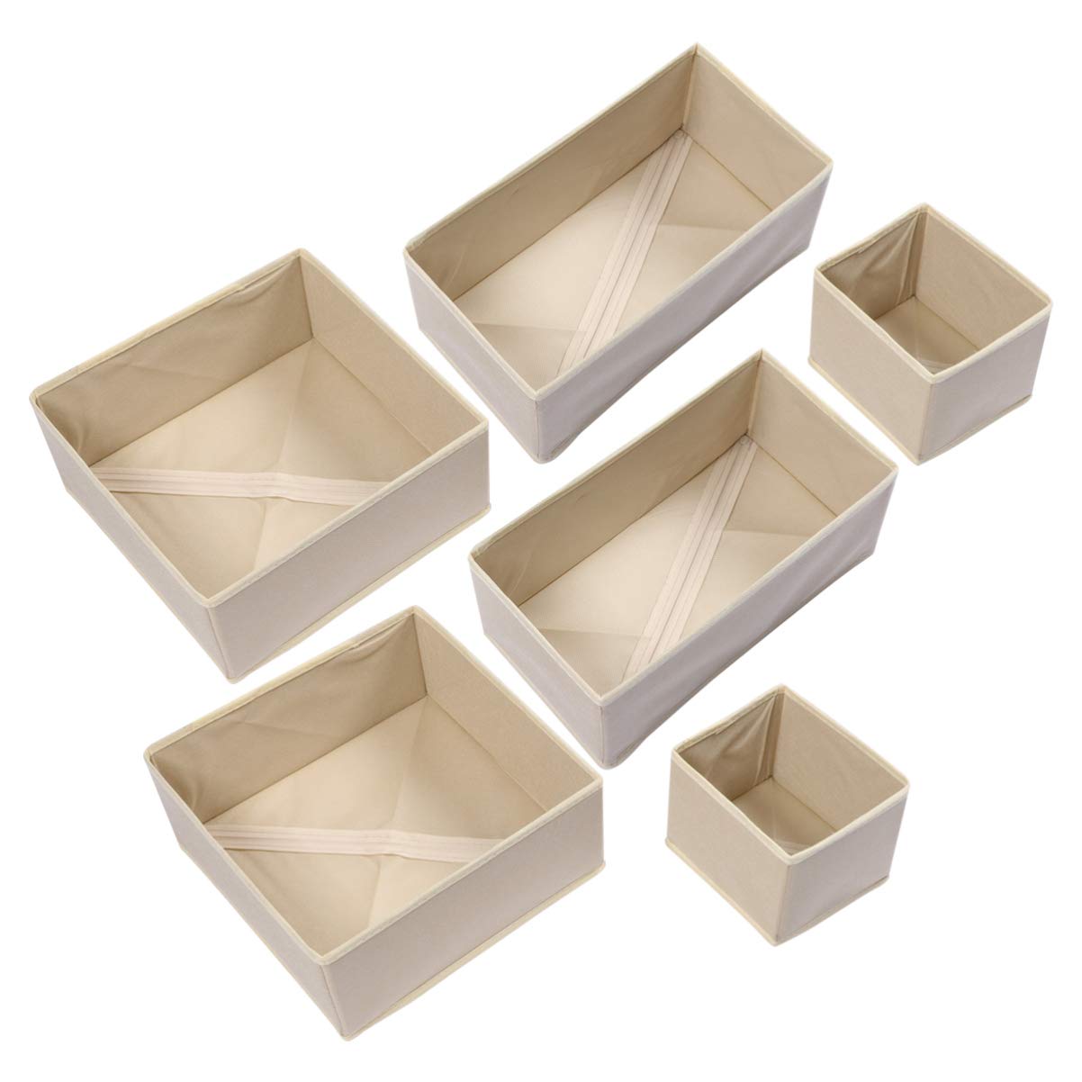 Cabilock 6-Piece Foldable Underwear Drawer Organizer - Closet Dividers & Storage Box for Clothes, Socks, Bras | Perfect for Bedroom, Dresser & Travel Organization (Khaki)