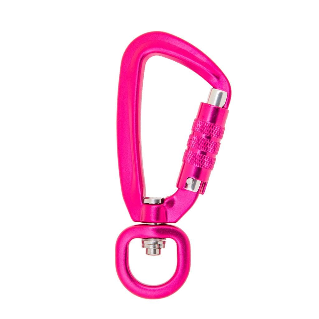 Self Locking Carabiner Clip - Heavy Duty D-Ring Keychain Hook with Rotating Ring for Outdoor Hiking, Camping, Hammock, Backpack & Gear Organization (2 Pack)