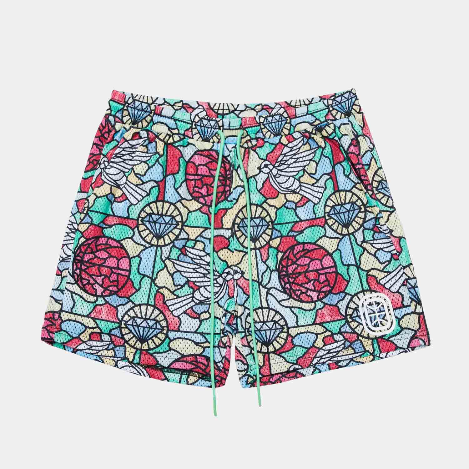 Diamond Doves Cathedral Shorts - Women's Fashion Casual Shorts for Summer, Beach & Vacation | Comfortable & Stylish Cotton Shorts for Everyday Wear