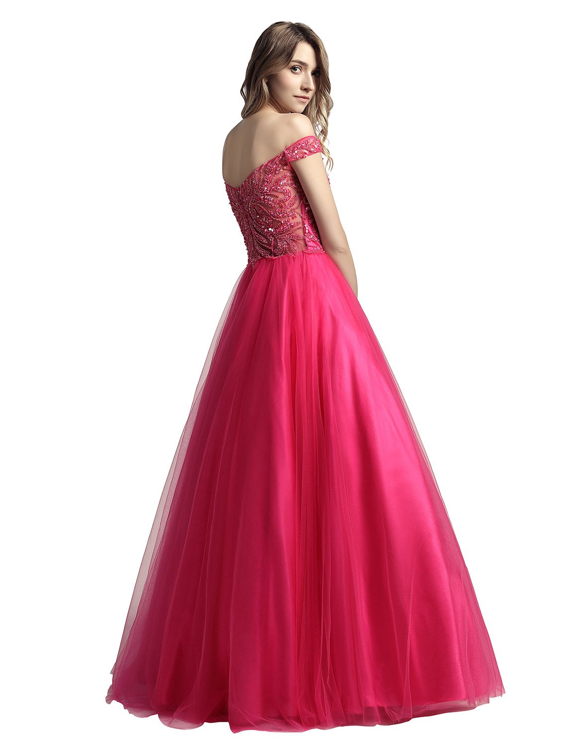 Sarahbridal Women's Long Beaded Pearl Prom Evening Dresses 2022 - Elegant Wedding Party Ball Gowns for Homecoming, Quinceañera & Formal Events