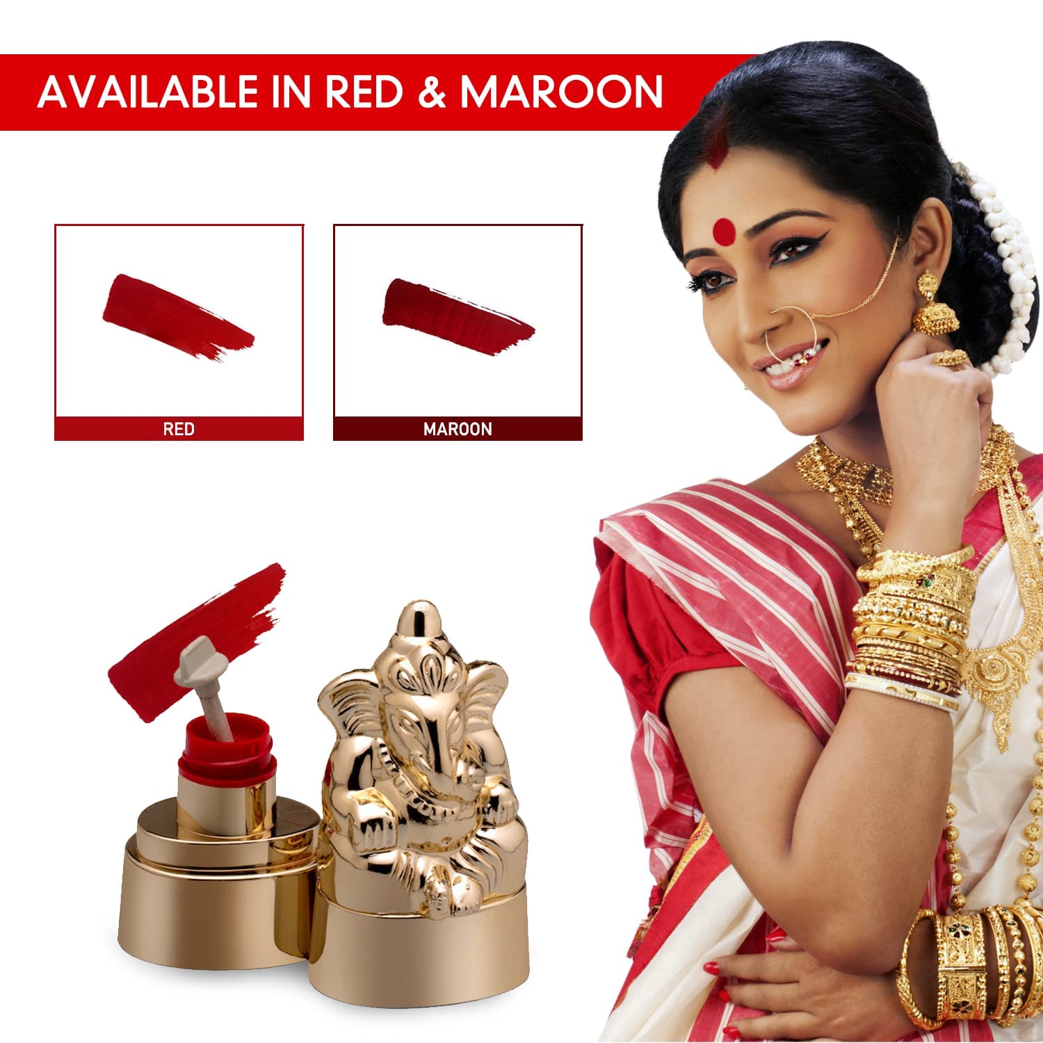 SOLDRIGHT Organic Ganesh Statue Sindoor Powder for Women - 15g Maroon Kumkum for Forehead Tilak | Hindu Puja Rituals, Wedding Ceremonies & Spiritual Blessings