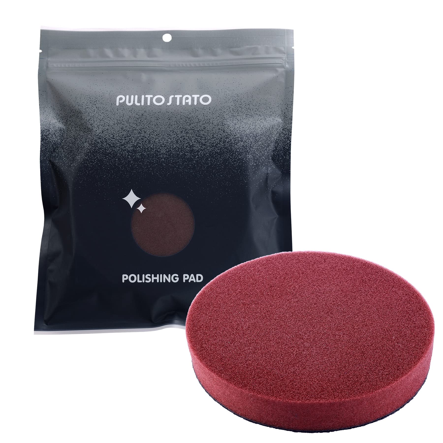 6 Inch Red Hook and Loop Buffing Pad - Medium Cut Light Polish Foam Pad for Car Detailing, Woodworking & Metal Polishing - Compatible with Pneumatic & Electric Polishing Machines - Durable Replacement Buffer Pads