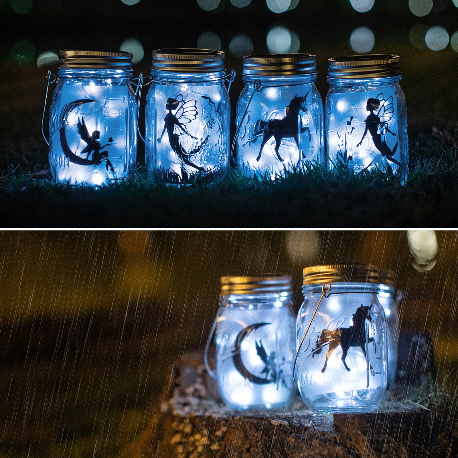 6 Pack Solar Mason Jar Lights - 30 LED String Fairy Star Firefly Jar Lids for Outdoor Decor (Cool White) | Perfect for Patio, Garden, Yard & Mason Jar Decorations | Waterproof & Energy Efficient Solar Lights