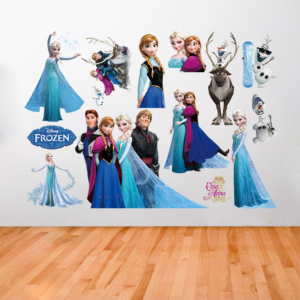 Frozen Cartoon Wall Stickers for Kids - Self-Adhesive PVC Wall Decals for Children's Bedroom Decor - Perfect for Disney Themed Rooms & Birthday Party Backdrops