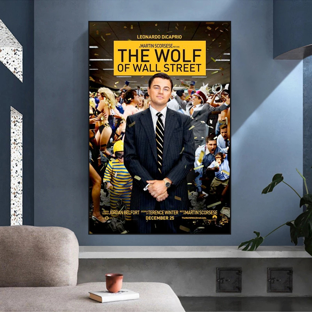 The Wolf of Wall Street Leonardo DiCaprio Canvas Wall Art Print - Premium Movie Poster for Home, Office & Theater Decor