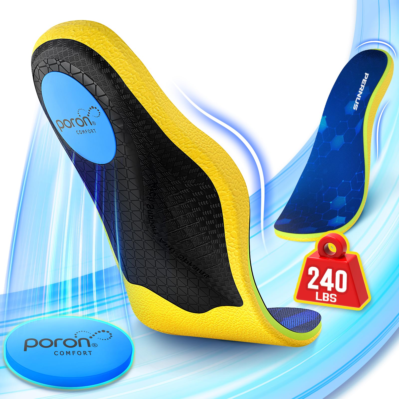 **240+lbs Plantar Fasciitis Relief Insoles for Men & Women – High Arch Support Orthotic Shoe Inserts for Pain Relief, Shock Absorption – Heavy Duty Work Boot Insoles for Flat Feet & Pronation – Ideal for Running, Hiking & Standing All Day**