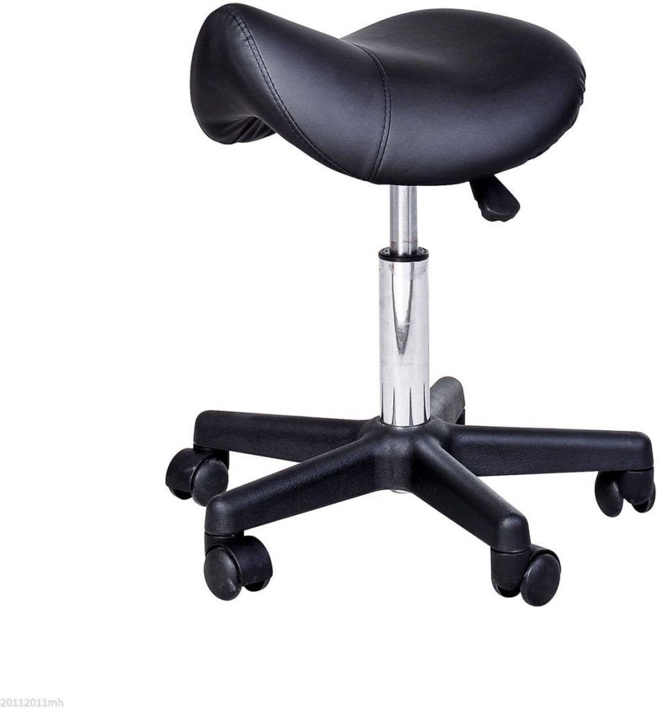 Premium Hydraulic Adjustable Height Rolling Saddle Stool - Ergonomic Rolling Seat with 360° Swivel & Locking Wheels for Salon, Workshop, Garage, and Office Use
