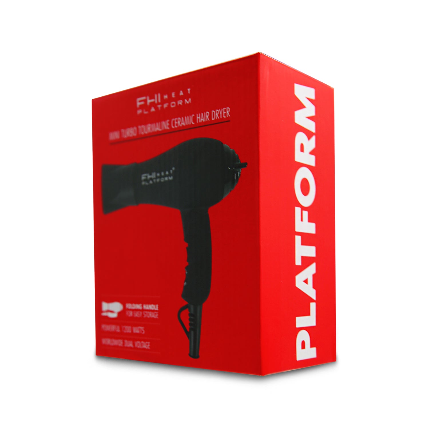 Soft Touch Black Platform Mini Dryer - Compact & Lightweight Hair Dryer for Travel, Home, and Salon Use