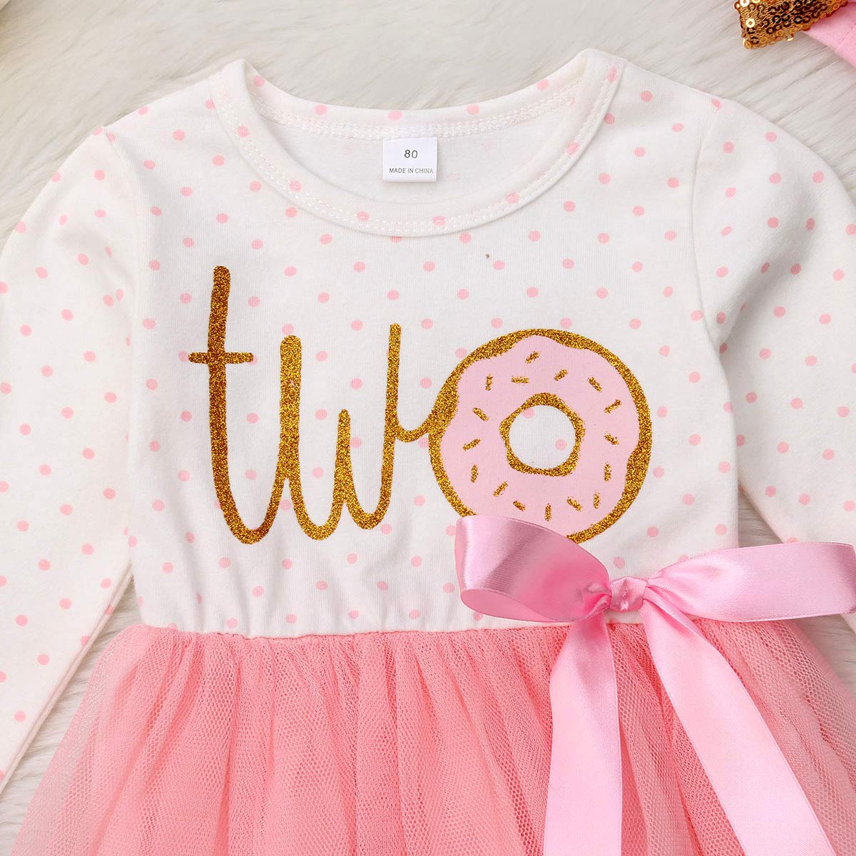 Newborn Baby Girls Pink Striped Tutu Dress & Headband 2Pcs Set - First Birthday Outfit, Casual Donut Print Skirt & Headband for Photoshoot, Party & Daily Wear