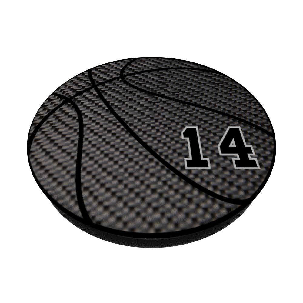 Basketball Number 14 Black Phone Stand for Men - Durable Sports-Themed Phone Holder for iPhone & Android - Perfect for Office, Car, and Home Use
