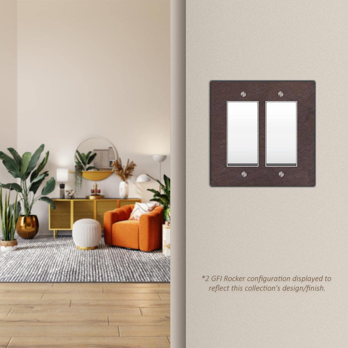3 Gang GFCI Rocker Switch Plate Cover - Decora Triple Decorator Wall Plate (6.75” x 5”) - Vermont Slate Purple Outlet Faceplate for Home & Office Electrical Upgrade | Perfect for Living Rooms, Bedrooms & Commercial Spaces