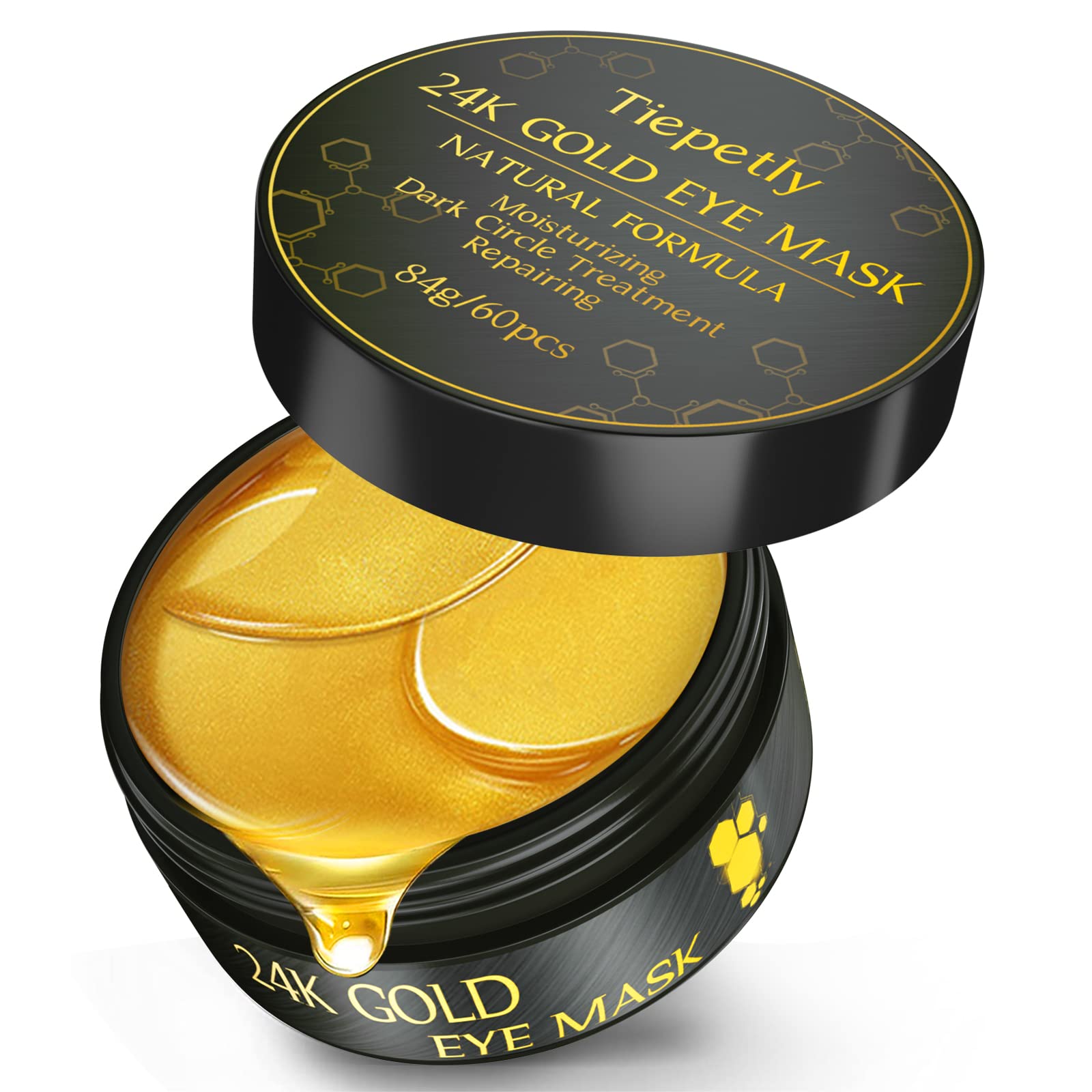 24K Gold Under Eye Patches - Dark Circle & Puffiness Reduction with Collagen - 30 Pairs for Men & Women - Perfect for Overnight Use, Travel & Post-Makeup Care