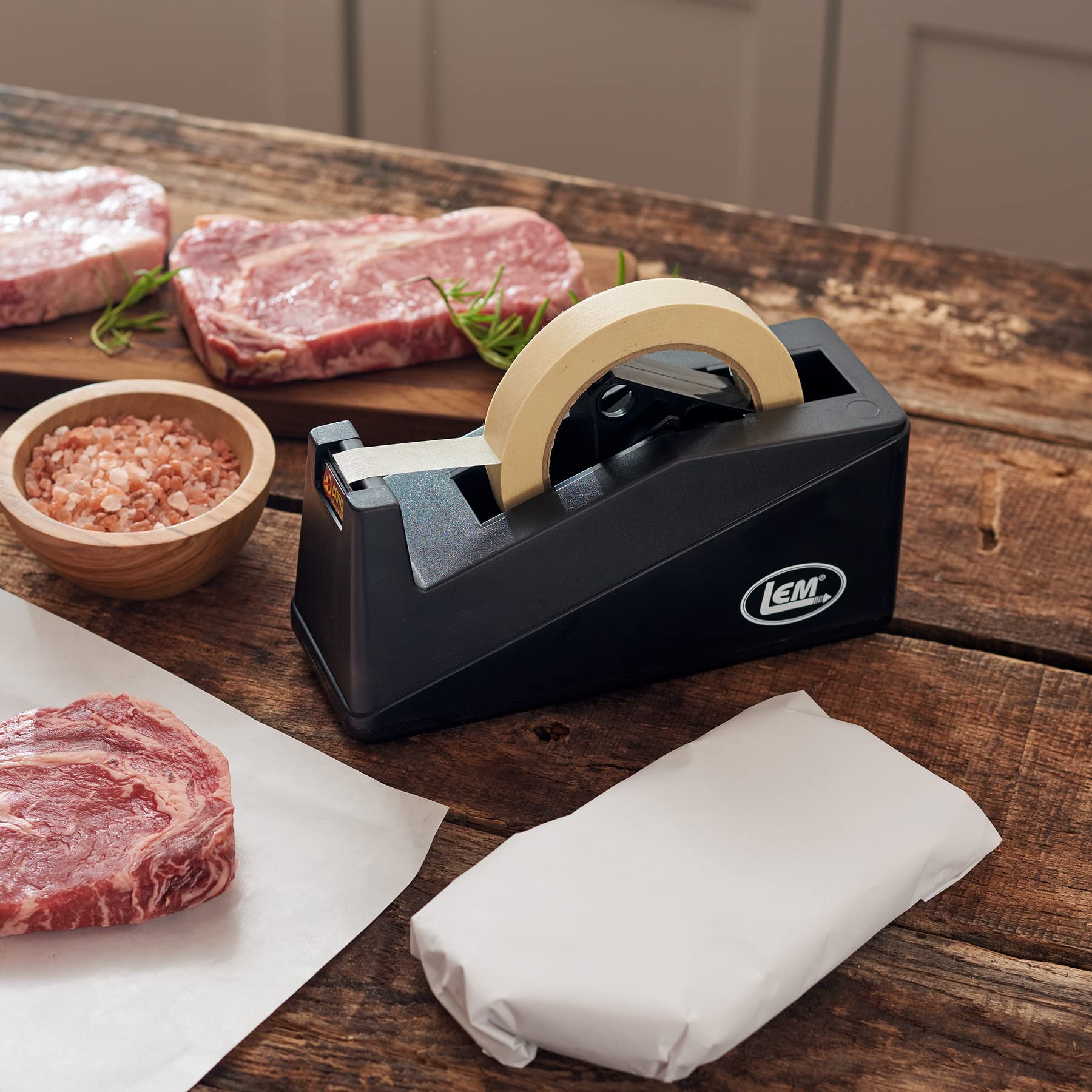 LEM Products 034 Heavy Duty Tape Dispenser with Freezer Tape - Perfect for Meat Processing, Food Packaging & Commercial Kitchen Use