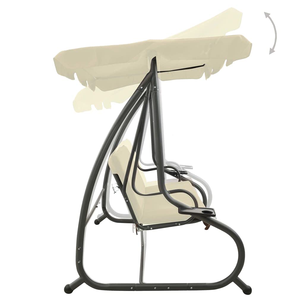 Outdoor Porch Swing Chair with Canopy - Sand White Patio Swing for Garden, Poolside, Balcony & Backyard - Weather-Resistant Hanging Bench - Perfect for Relaxing, Reading & Enjoying Nature (Fast Delivery)