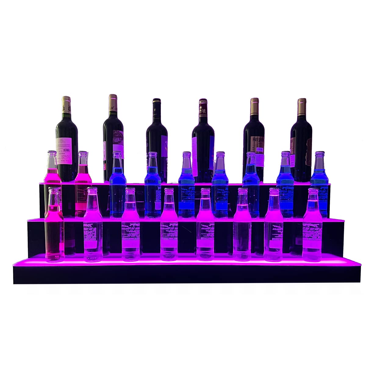 39 Inch 3-Tier LED Lighted Liquor Bottle Display Shelf - Remote Control Color Changing Bar Shelving for Home & Commercial Use | Perfect for Bars, Restaurants, and Home Entertainment Spaces