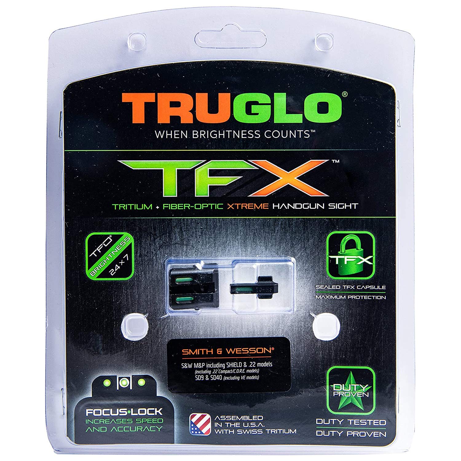 TRUGLO TFX Handgun Sight - Durable Shock-Resistant Compact Tritium & Fiber-Optic Sight for Pistols | Bright Glow for Day & Night Use | Perfect for Home Defense, Tactical Training & Concealed Carry