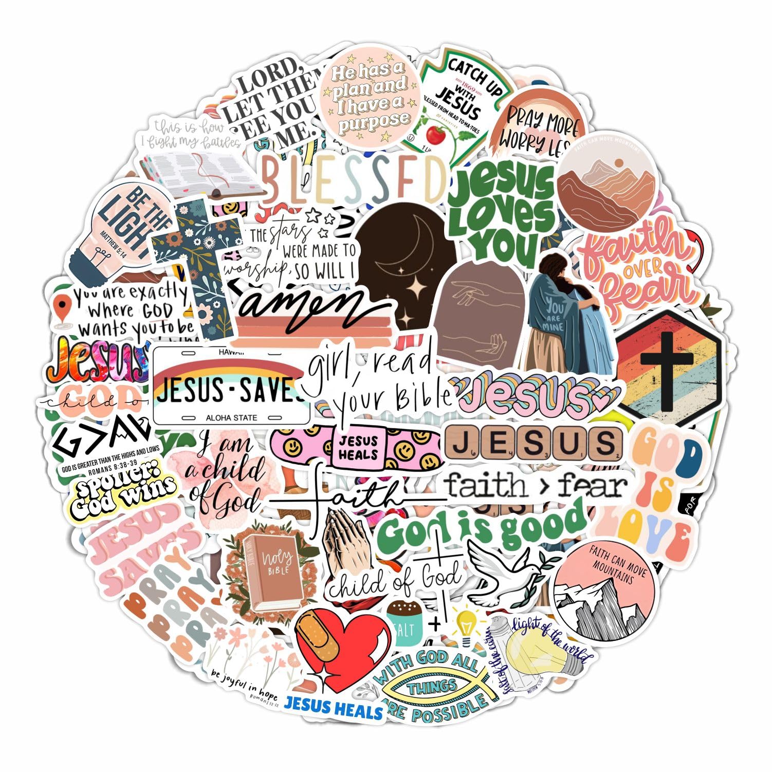 Religious Stickers for Water Bottles & Laptops - Christian Faith Decals, Jesus & God Inspired Stickers for Women - Perfect for Bible Study, Church Events & Personal Devotion