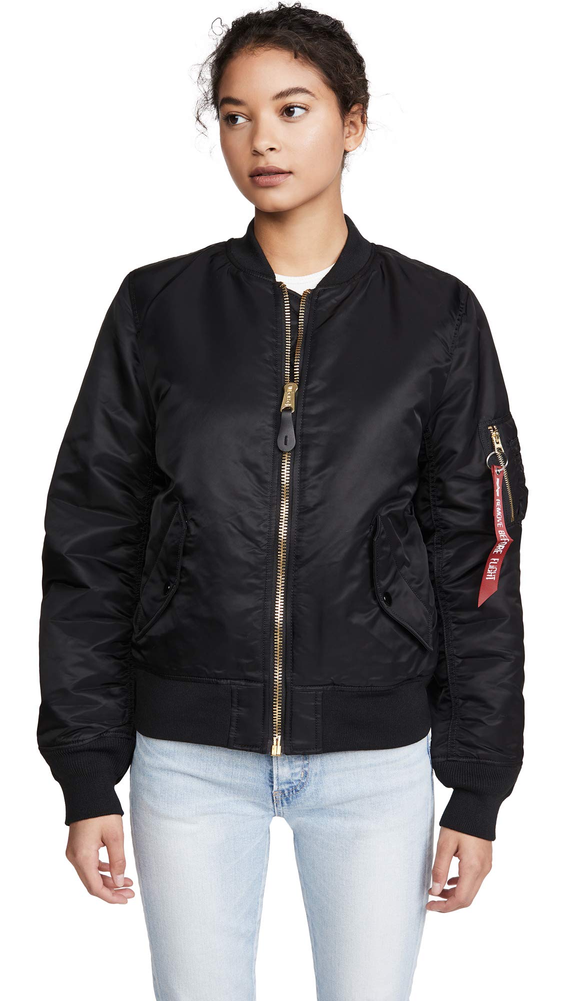 Alpha Industries Women's MA-1 Flight Jacket - Lightweight Bomber Jacket for Women, Water-Resistant & Stylish (Perfect for Casual Wear, Travel & Outdoor Adventures)