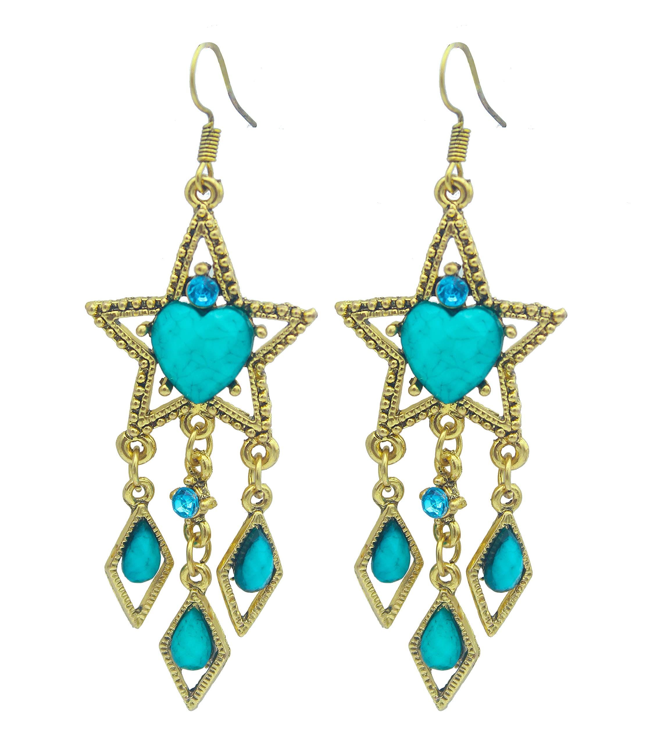 Bohemian Style Lucky Star Tassel Dangle Earrings for Women - Hollow Water Drop Alloy Hook Earrings | Perfect for Festivals, Parties & Boho Fashion Accessories