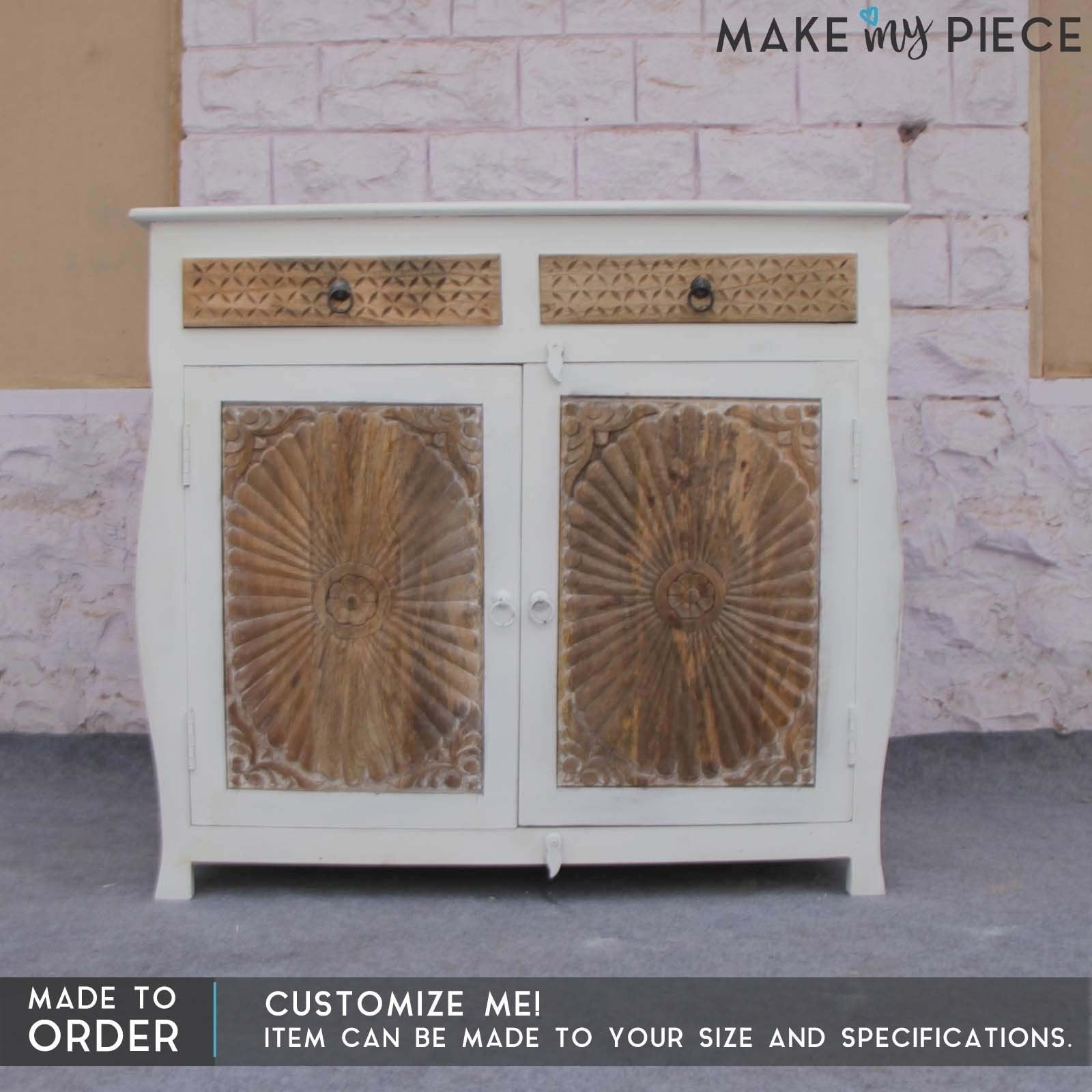 Antique French Colonial Carved Solid Wood Sideboard - Vintage Buffet Cabinet for Dining Room & Living Room Storage
