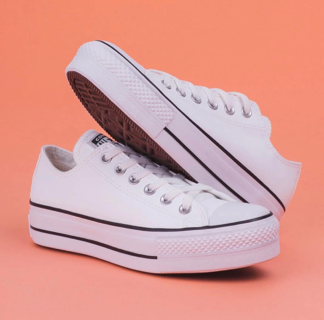 Converse Chuck Taylor All Star Lift Low Top Sneakers - Women's White Casual Shoes for Everyday Wear & Street Style Fashion
