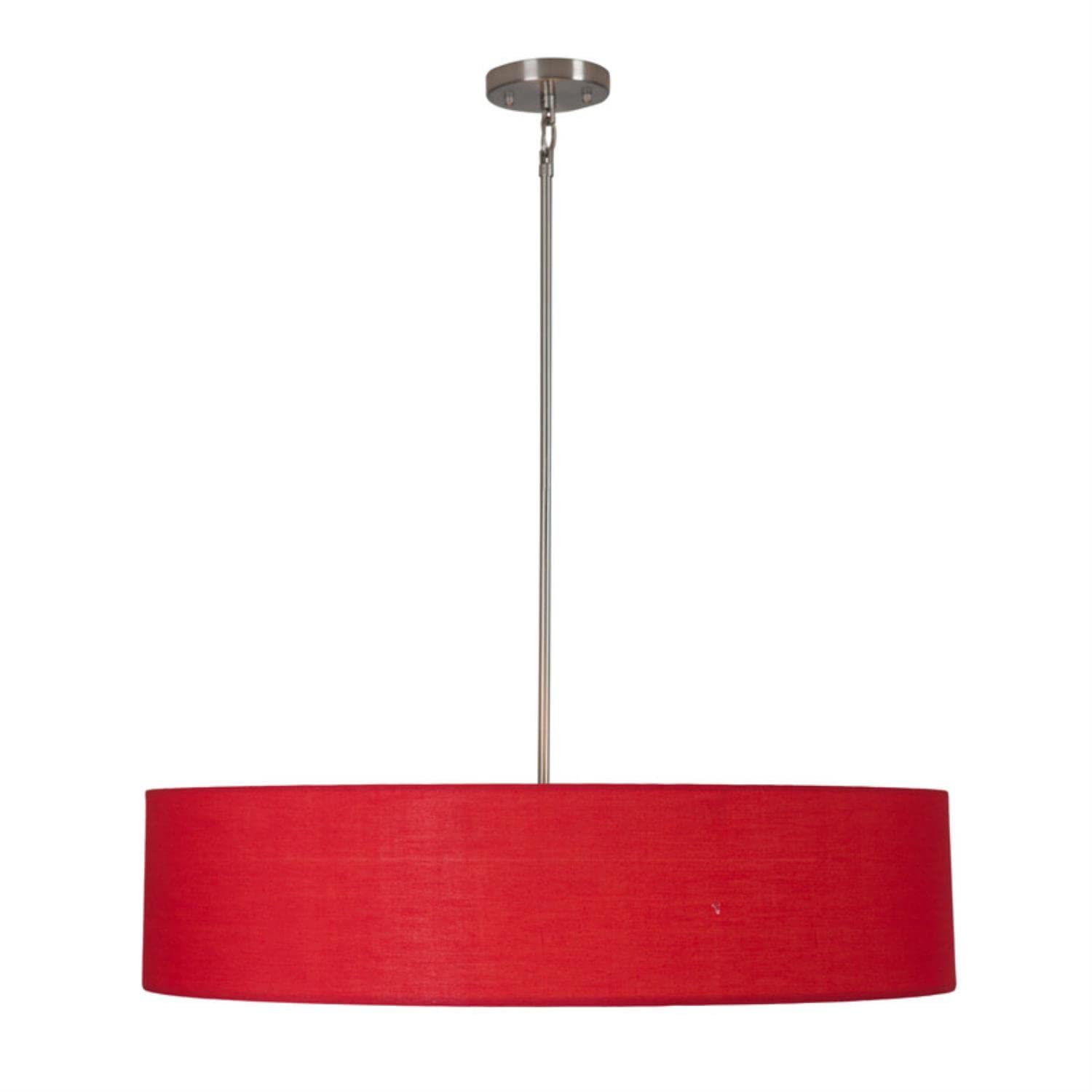 Yosemite Home Decor SH3007-5P-CPRS Lyell Forks Family 5-Light Pendant Light Fixture - Satin Steel Finish with Chili Pepper Red Drum Shade (30