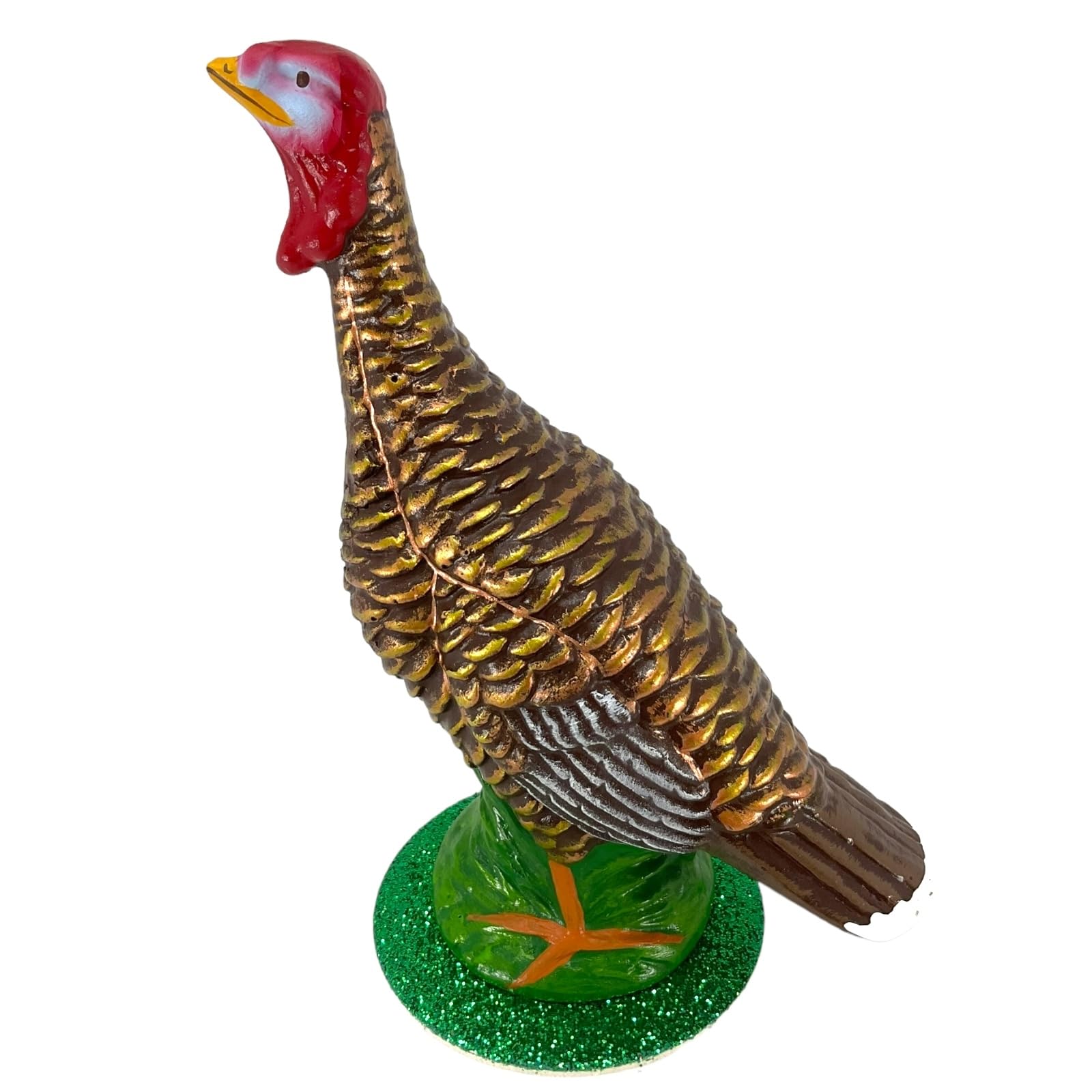 Handcrafted Schaller Paper Mache Female Turkey Decoration - German-Made Thanksgiving Centerpiece for Festive Table Decor & Holiday Home Décor
