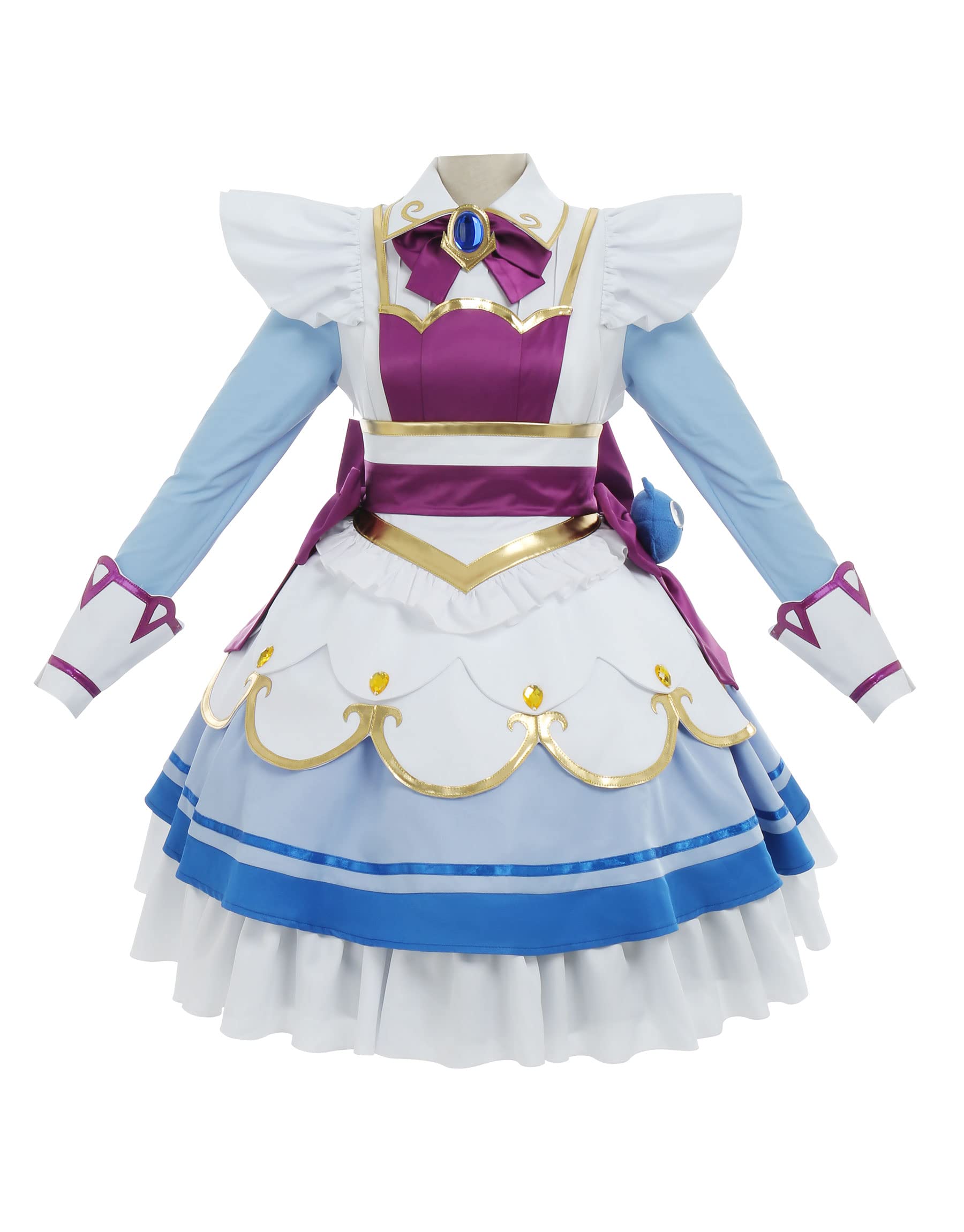 miccostumes Women's & Girls' Purple Bowknot Maid Costume Dress with Stockings & Long Sleeves - Halloween Cosplay, Anime Convention, Role Play Outfit