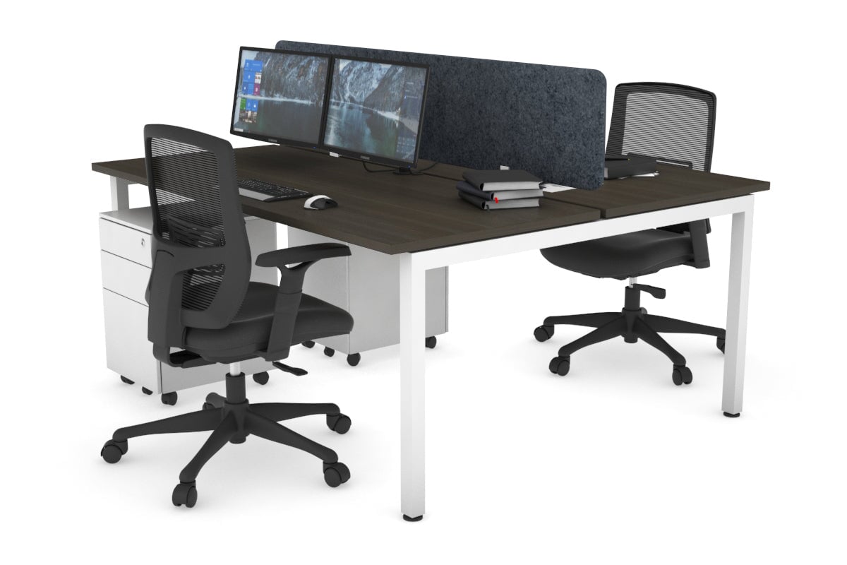 Quadro Square Legs 2 Person Office Workstation Desk - 1200L x 700W Modern Shared Workspace Solution for Home & Business Offices