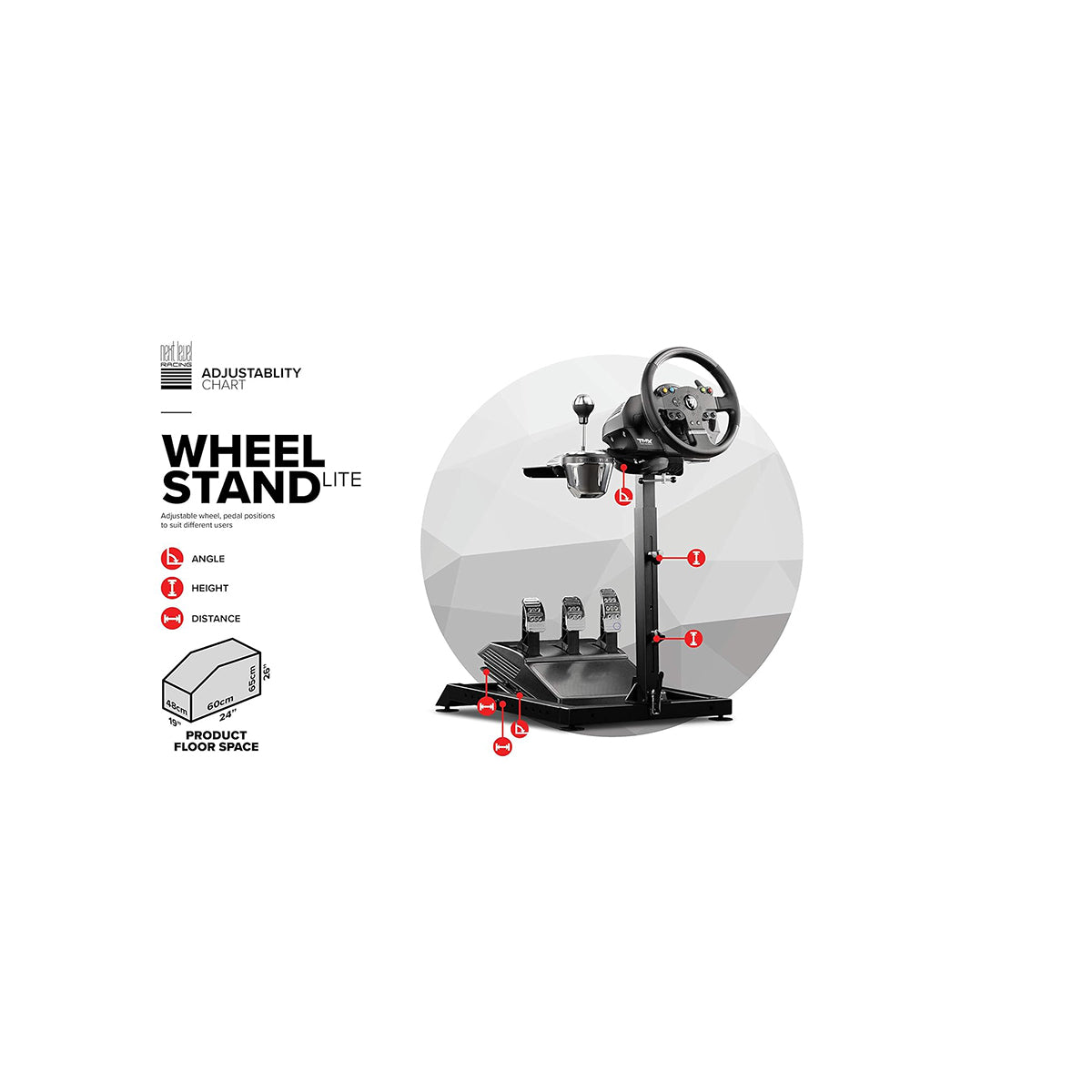 Next Level Racing Wheel Stand Lite - Adjustable & Portable Sim Racing Stand for PC, PS5, Xbox | Perfect for Gaming, Racing Sims & Home Entertainment Setup