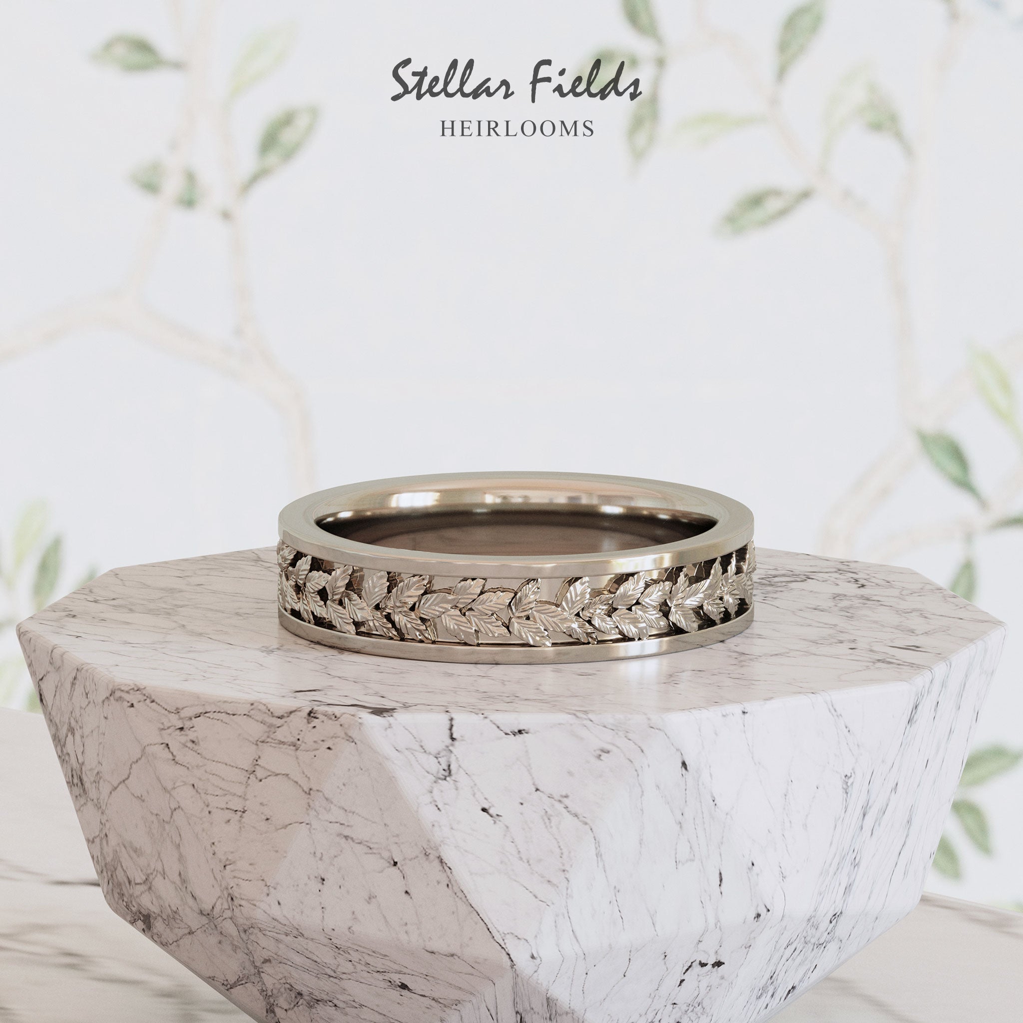 Elegant Laurel Leaf Wedding Ring - Astrid Collection | Sterling Silver or Gold Plated Band for Women | Perfect for Bridal, Anniversary & Romantic Gifts
