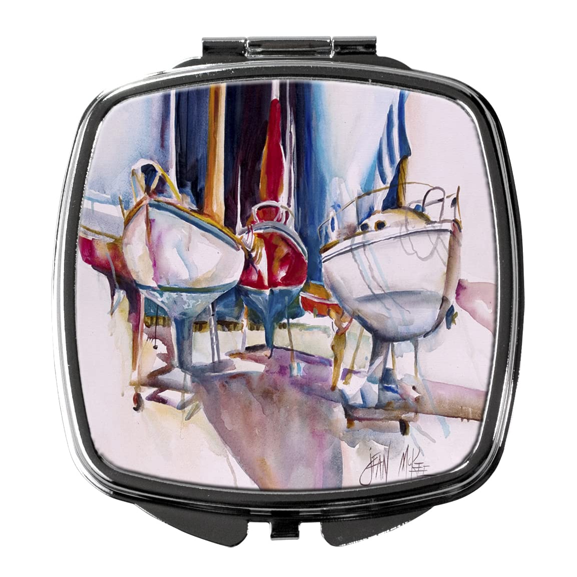 Dry Dock Sailboats Compact Mirror - Decorative Travel Makeup Mirror for Women & Girls | Folding Handheld Pocket Mirror | Perfect Gift for Sailors, Beach Lovers & Makeup Enthusiasts | Great for Travel, Purse & Vanity Use