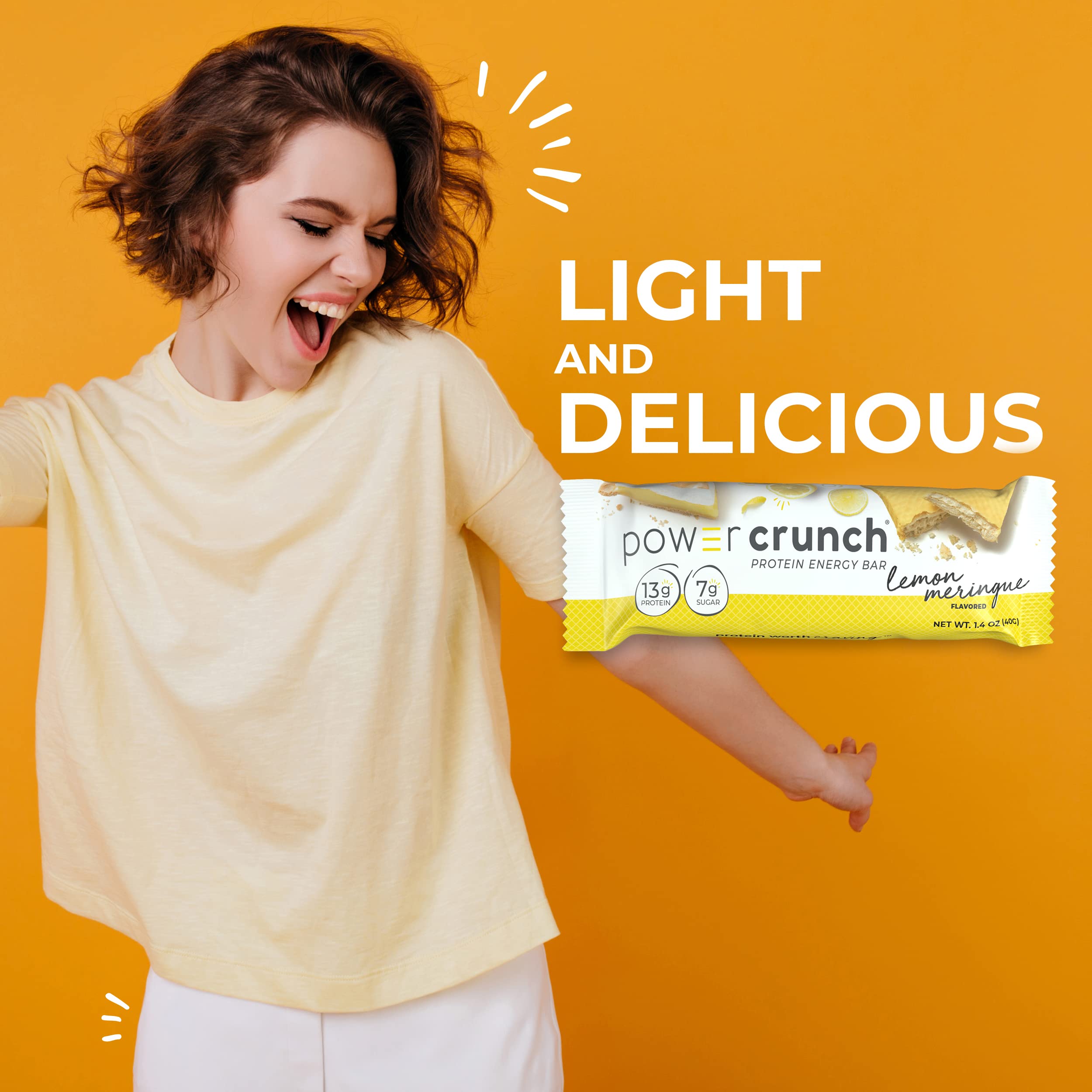Power Crunch Protein Wafer Bars - High Protein Snack (12 Pack, 1.4oz Each) | Lemon Meringue Flavor | Low Carb Keto-Friendly Energy Bars for Gym, Hiking & On-the-Go Nutrition