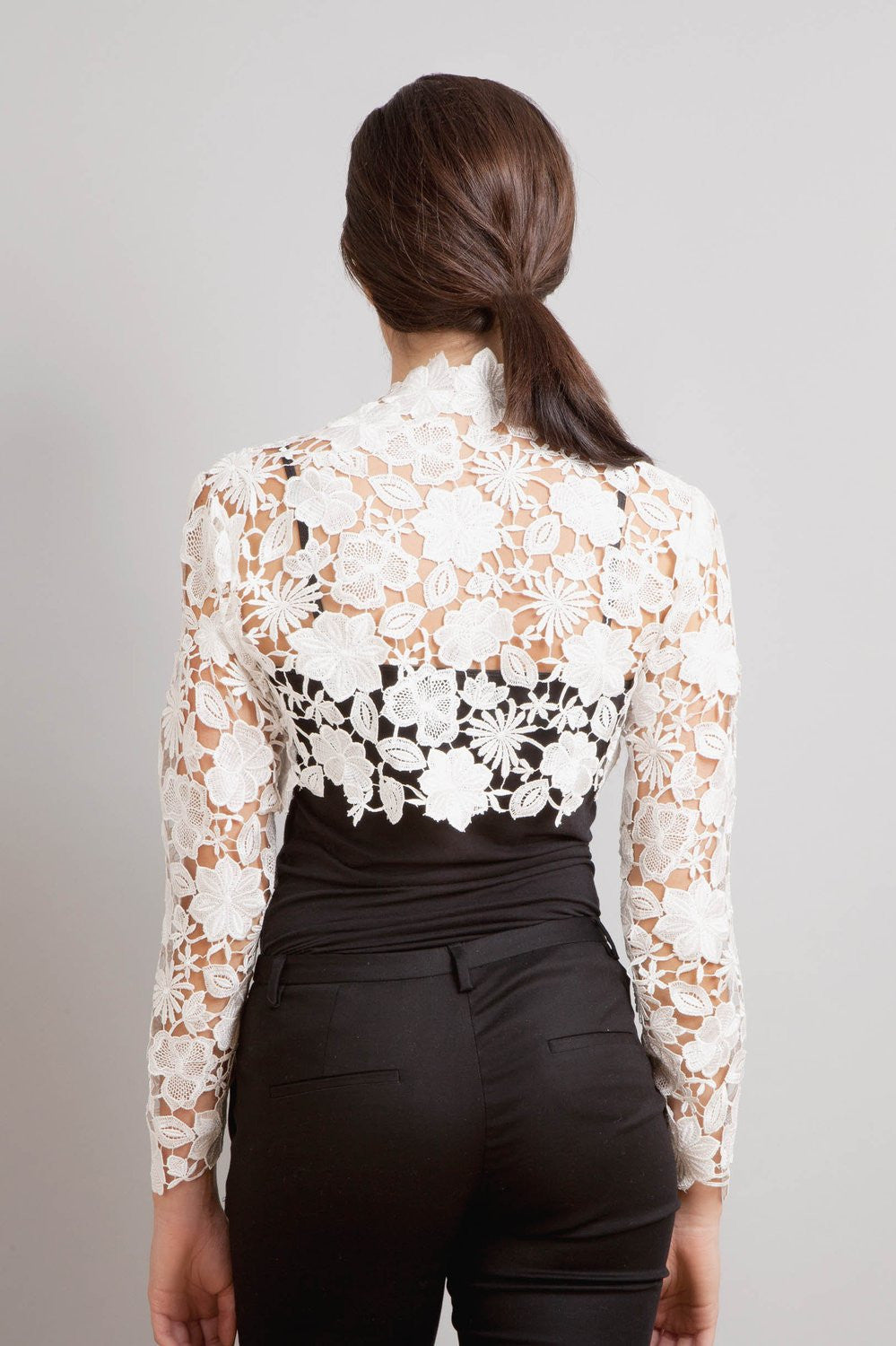Krista Italian Guipure Lace Bolero Shrug - Off White Bridal Cover-Up for Wedding, Party & Special Occasions