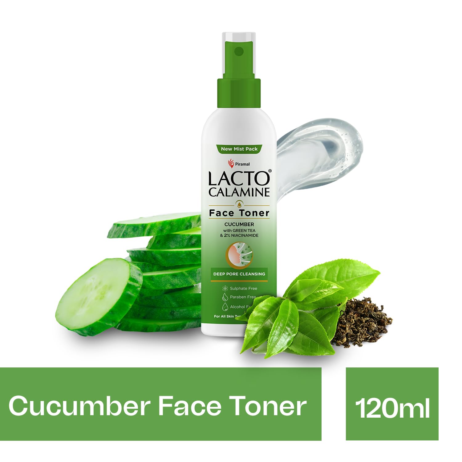 Lacto Calamine Face Toner with Cucumber & Green Tea | 3-Pack (120ml Each) | Deep Pore Cleansing, Tightening & Hydration | 2% Niacinamide for Glowing Skin | Sulfate, Alcohol & Paraben Free | Perfect for Daily Skincare & Post-Workout Refreshment