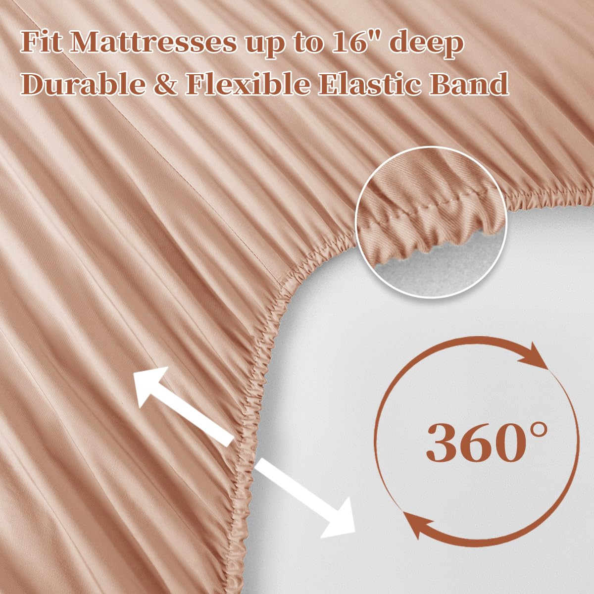 Shilucheng King Size Bed Sheets Set - 1800 Thread Count Microfiber Percale, Super Soft & Comfortable, 16 Inch Deep Pocket, 4 Piece (King, Coral) | Luxury Bedding for Master Bedroom, Guest Room & Hotel Use