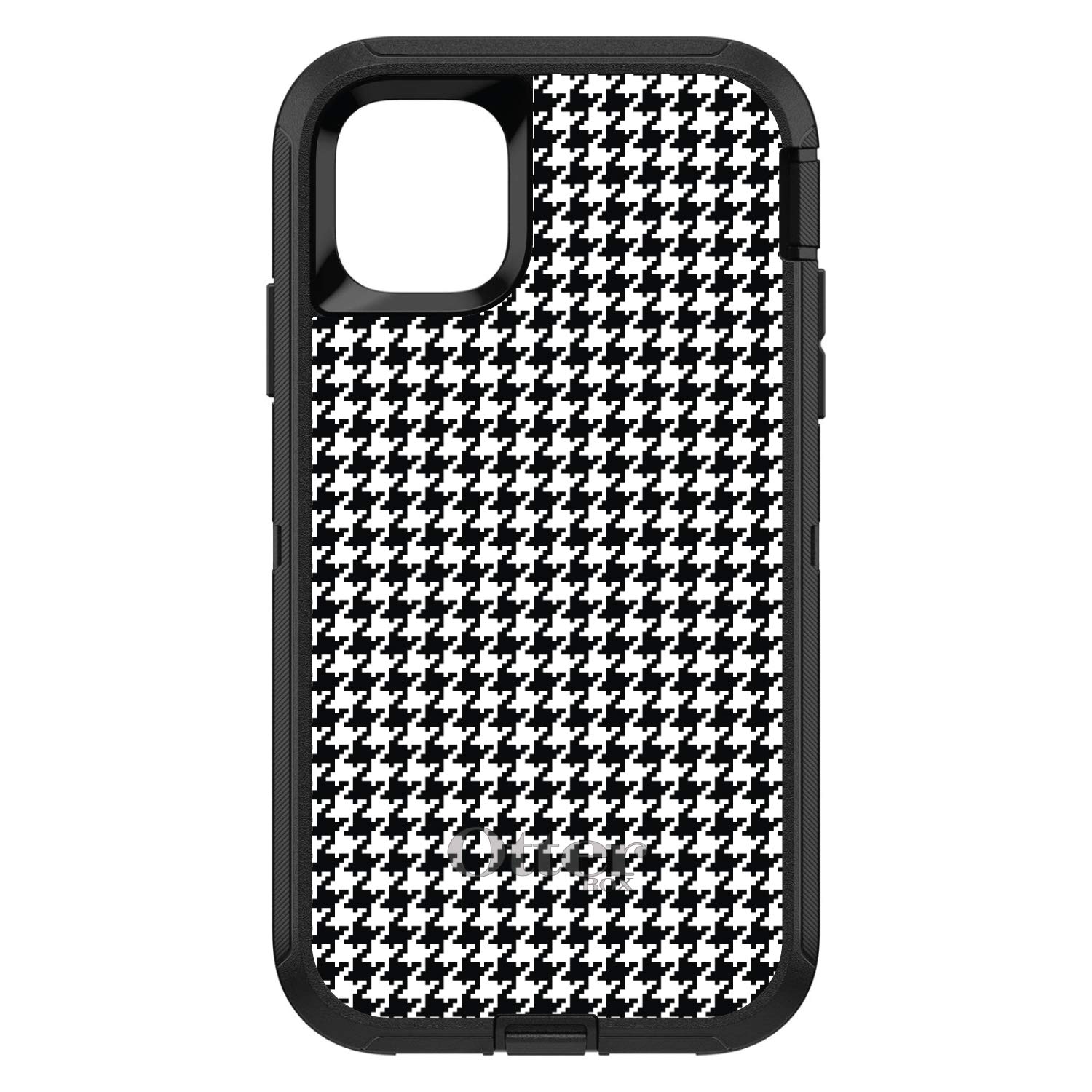 DistinctInk iPhone 11 Pro MAX Case (6.5 Inch) - Durable Protective Cover with Black & White Houndstooth Design - OtterBox Defender Replacement - Perfect for Work, Travel and Everyday Use