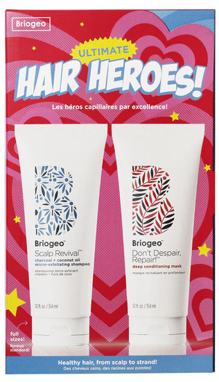 Briogeo Ultimate Hair Heroes Holiday Gift Set - Best Hair Care Kit for Dry, Damaged & Curly Hair - Perfect for Gifting, Travel & Special Occasions
