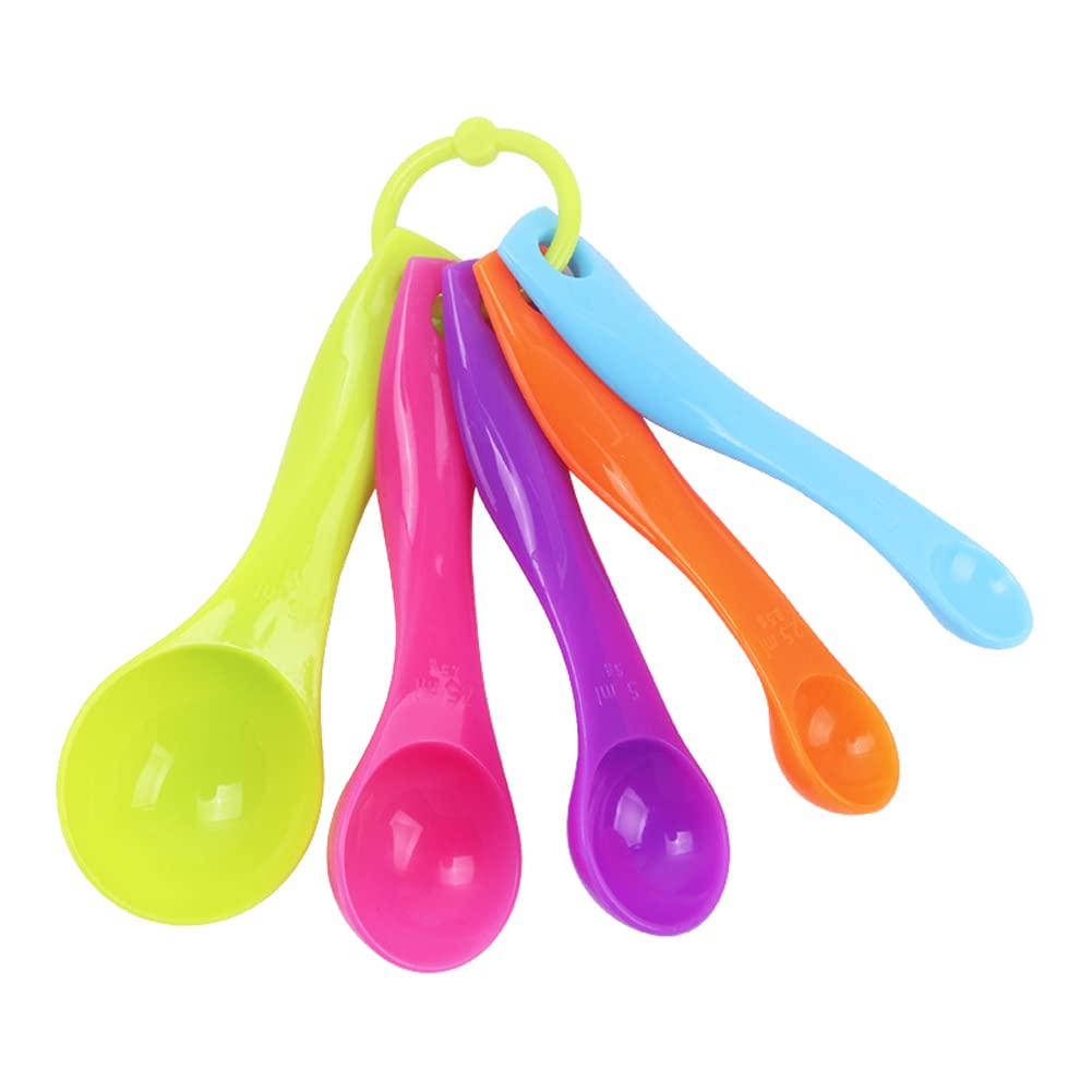 5-Piece Colorful Plastic Measuring Spoons Set - Essential Kitchen Tools for Precise Baking, Cooking & Meal Prep | Perfect for Home Chefs & Bakers